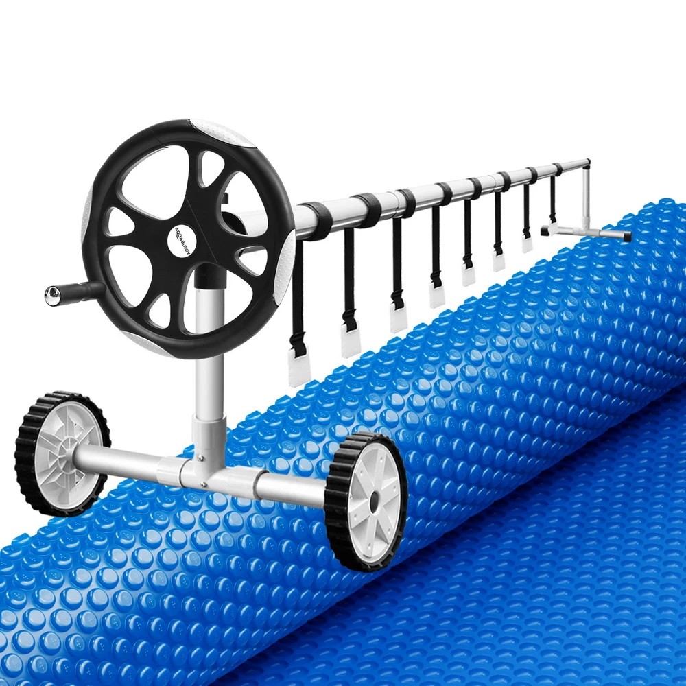 1 Aquabuddy Pool Cover 600 Micron 6.5x3m w/ Roller 5.55m Swimming Pools Solar Blanket - Multi, 1 of 4