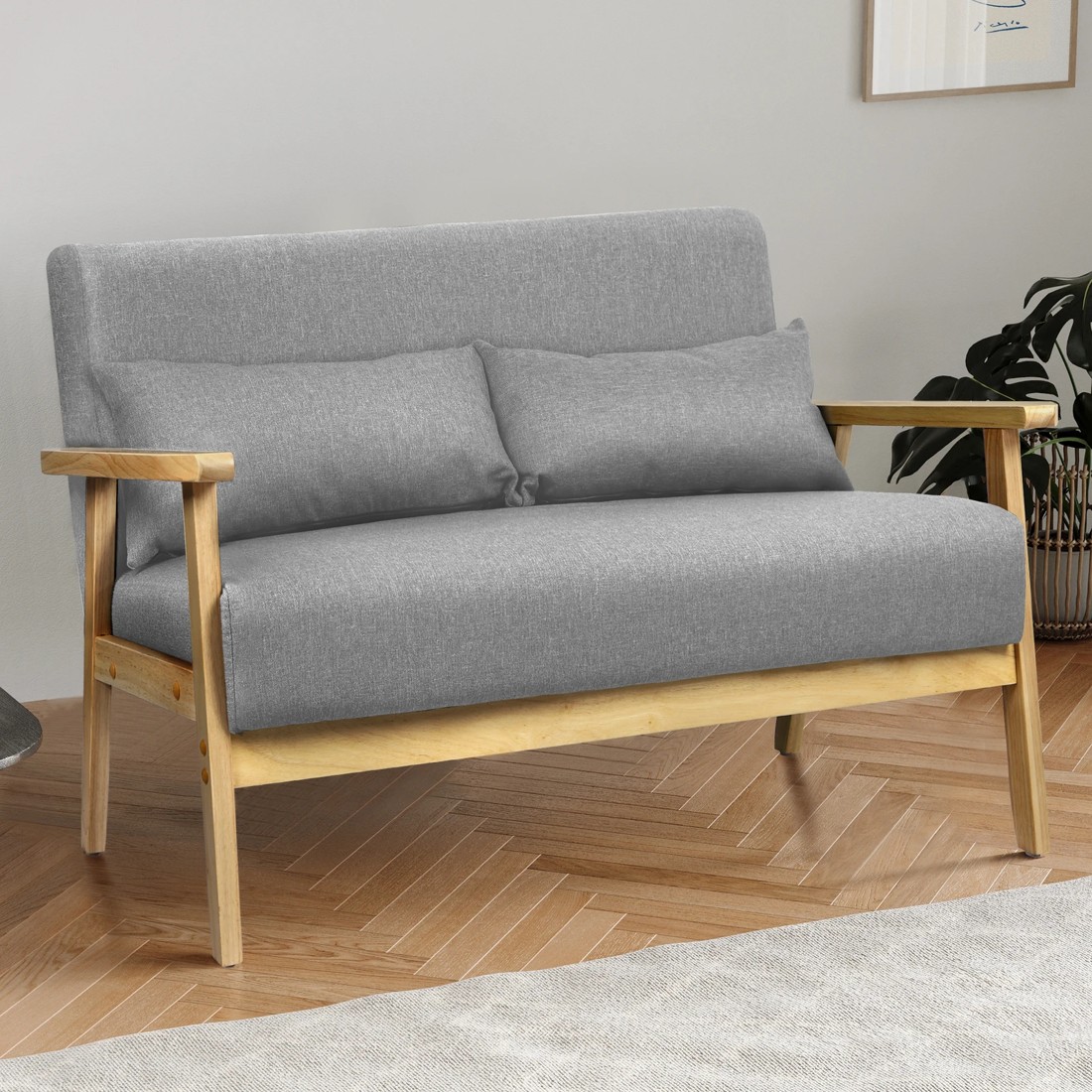 3 Alfordson 2 Seater Sofa Lounge Chair Fabric Loveseat Armchair Accent Chair - Light Grey, 3 of 10