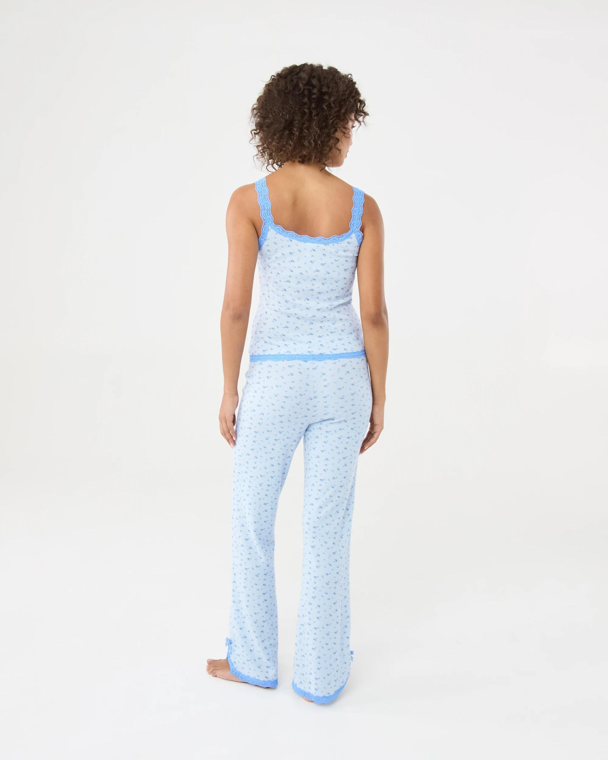 6 Lace Trim Waffle Pants Blue Rose, 6 of 9