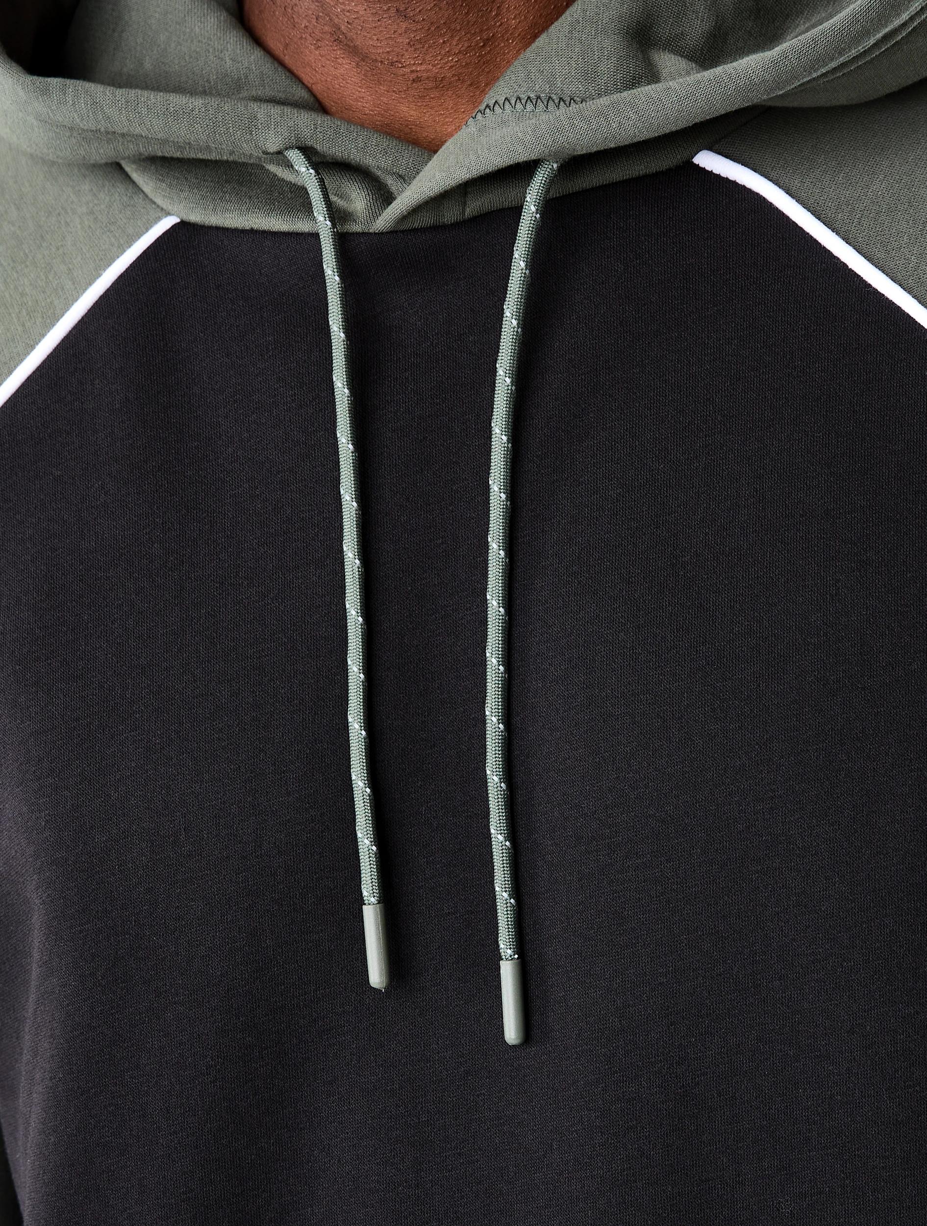 5 Active Mens Raglan Hoodie Green/blk, 5 of 6