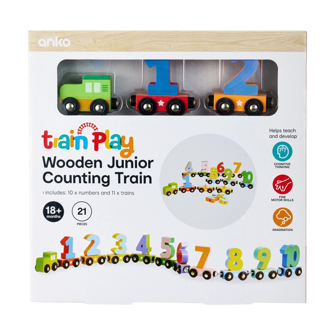 1 21 Piece Wooden Junior Counting Train, 1 of 4