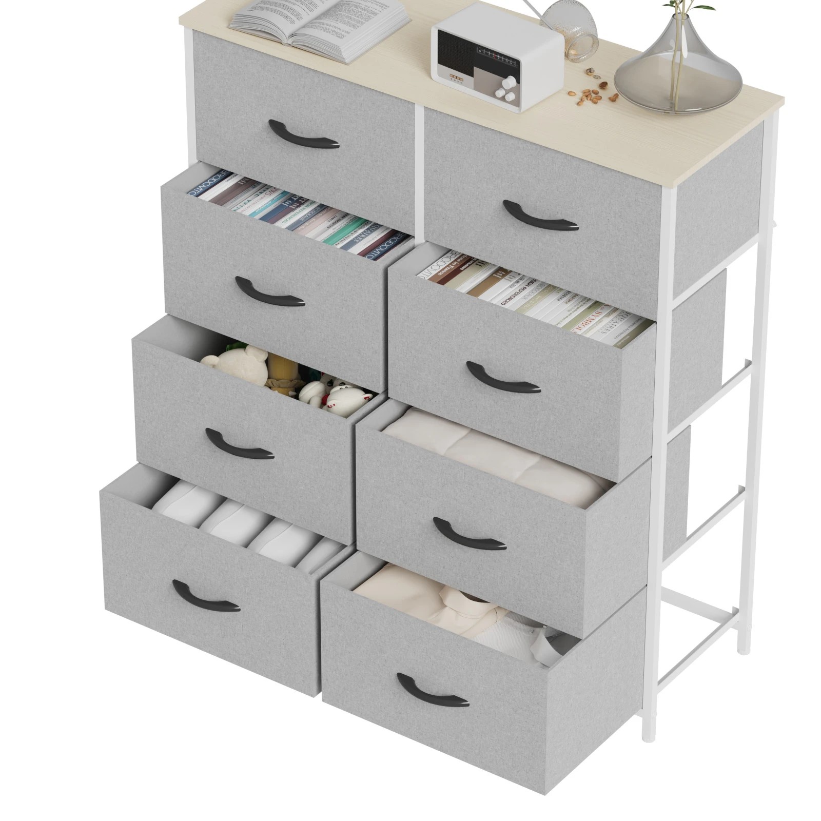 4 Advwin 8 Chest Of Drawers Storage Cabinet Fabirc Drawers
 - Grey, 4 of 6