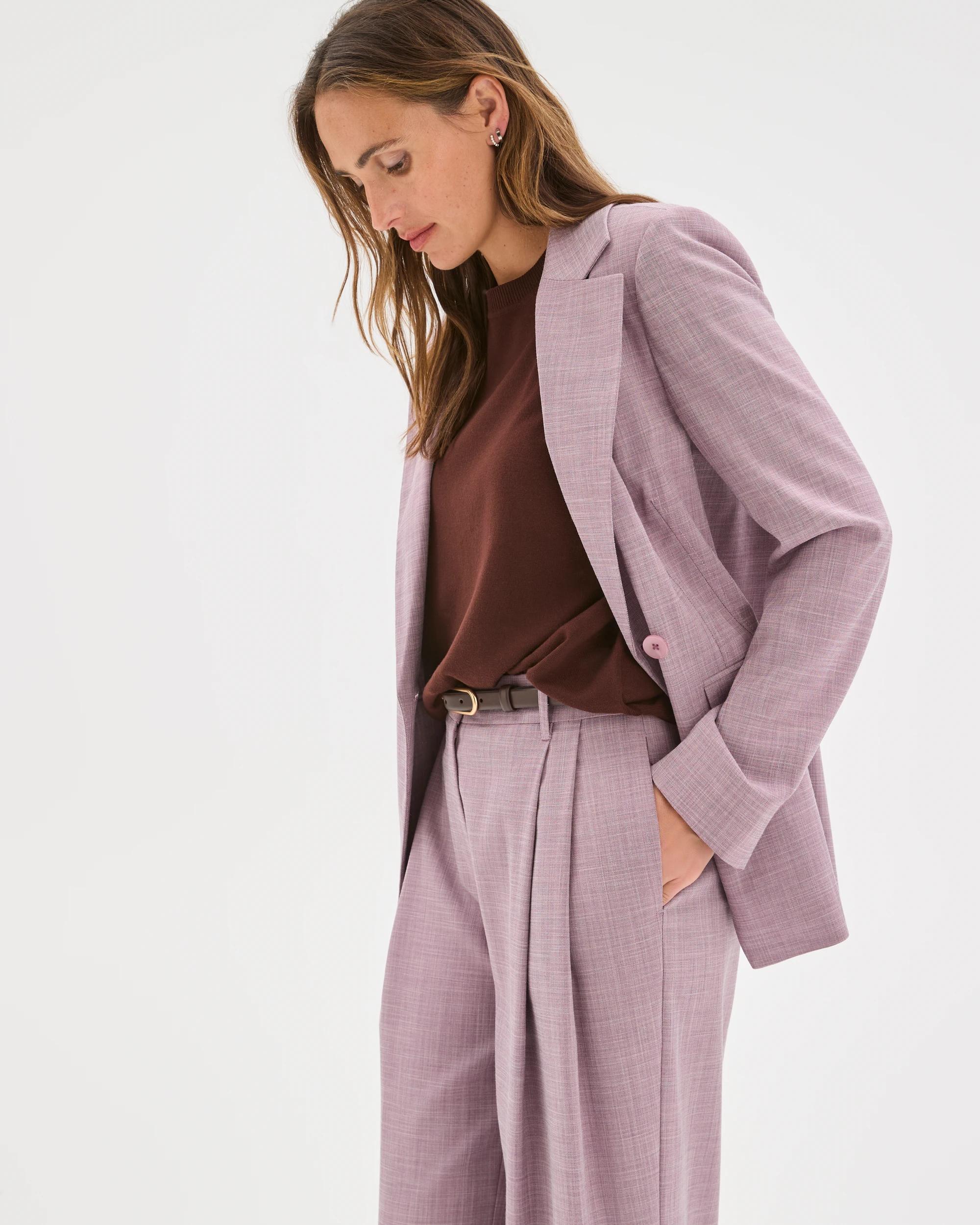5 Preview Double Pleat Wide Leg Pants BERRY CREAM MELANGE, 5 of 7
