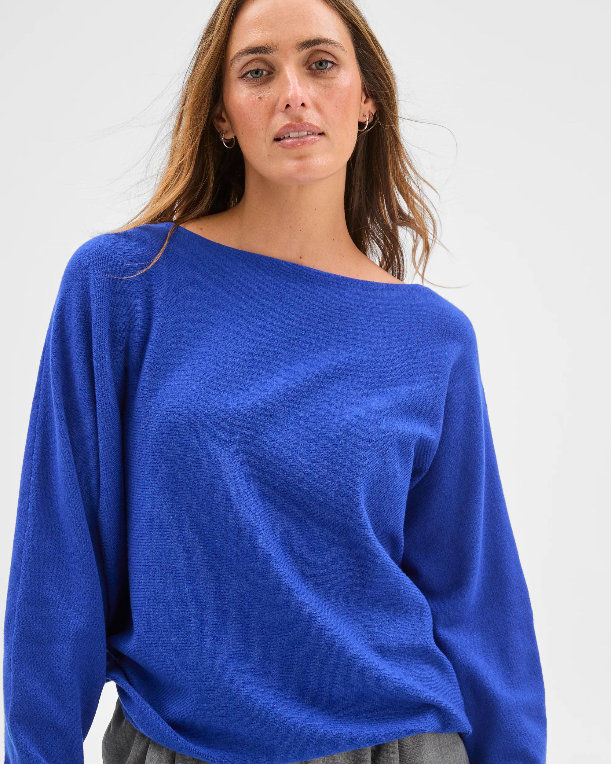 3 Preview Dolman Sleeve Boat Neck Knit Jumper COBALT, 3 of 6