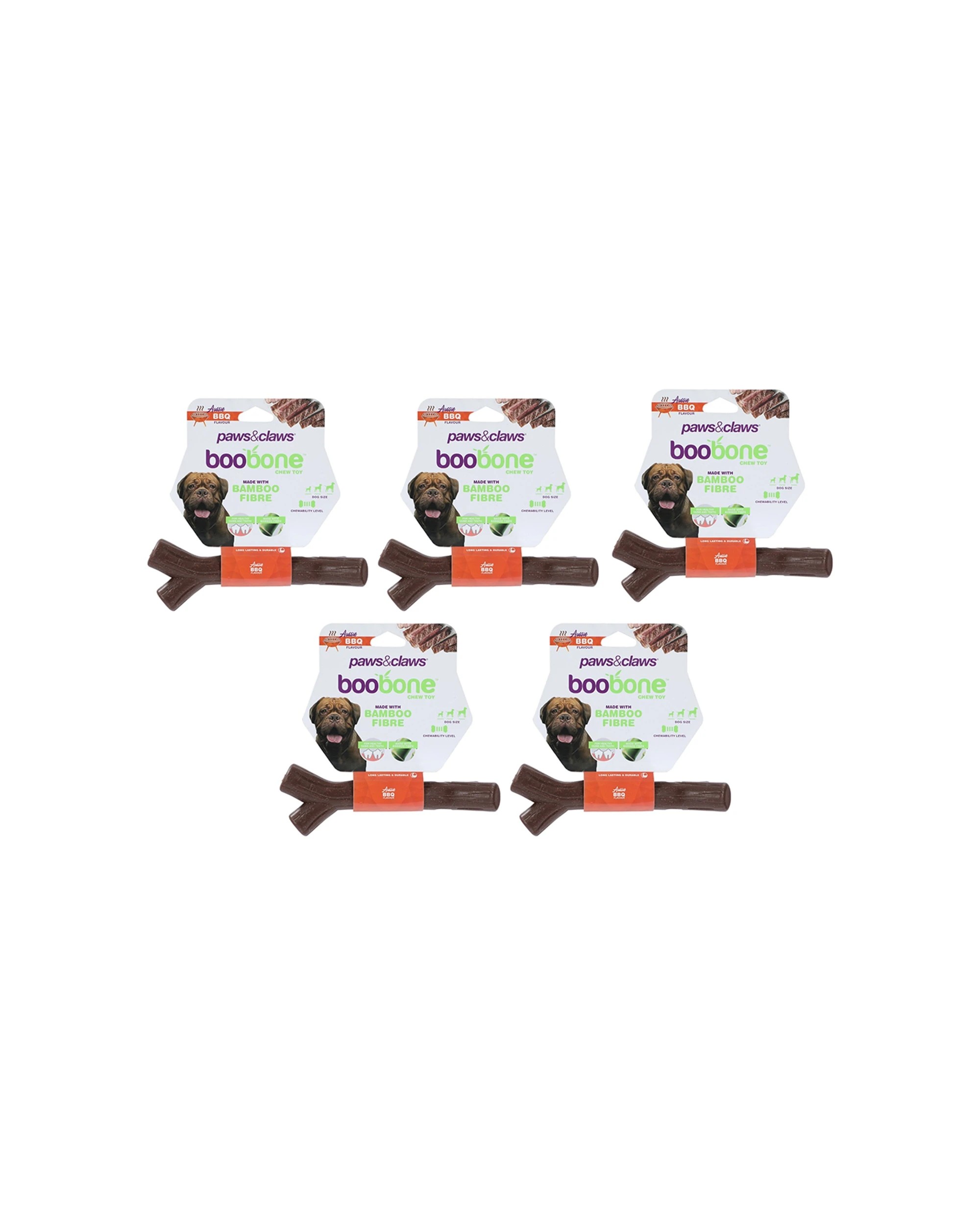 1 Paws And Claws BooBone Branch Dog Chew Toy 5 Pack Aussie BBQ Bamboo Fibre - Brown, 1 of 4