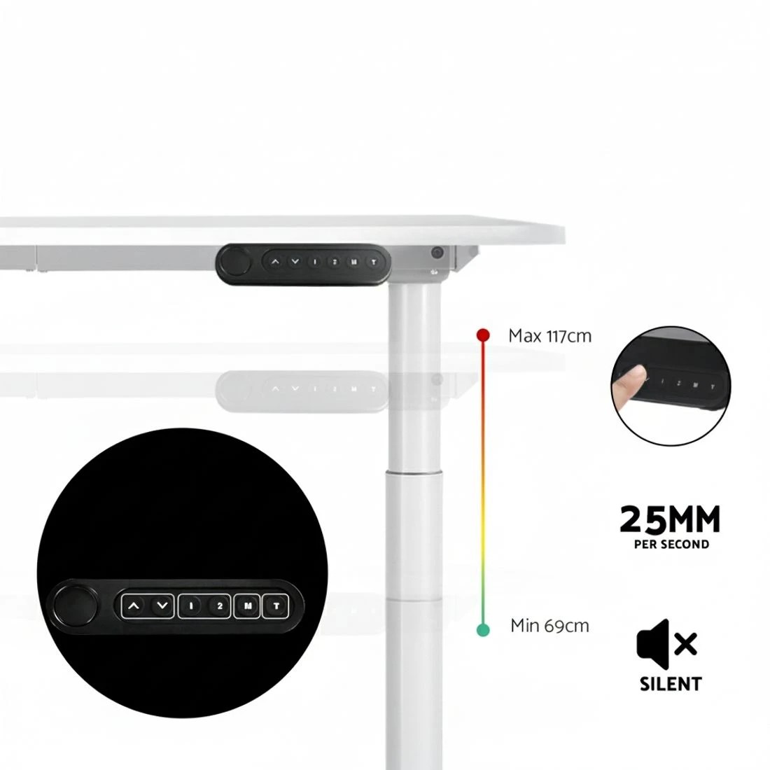 4 Artiss Standing Desk Motorised Electric Dual Motor 120CM - White, 4 of 5