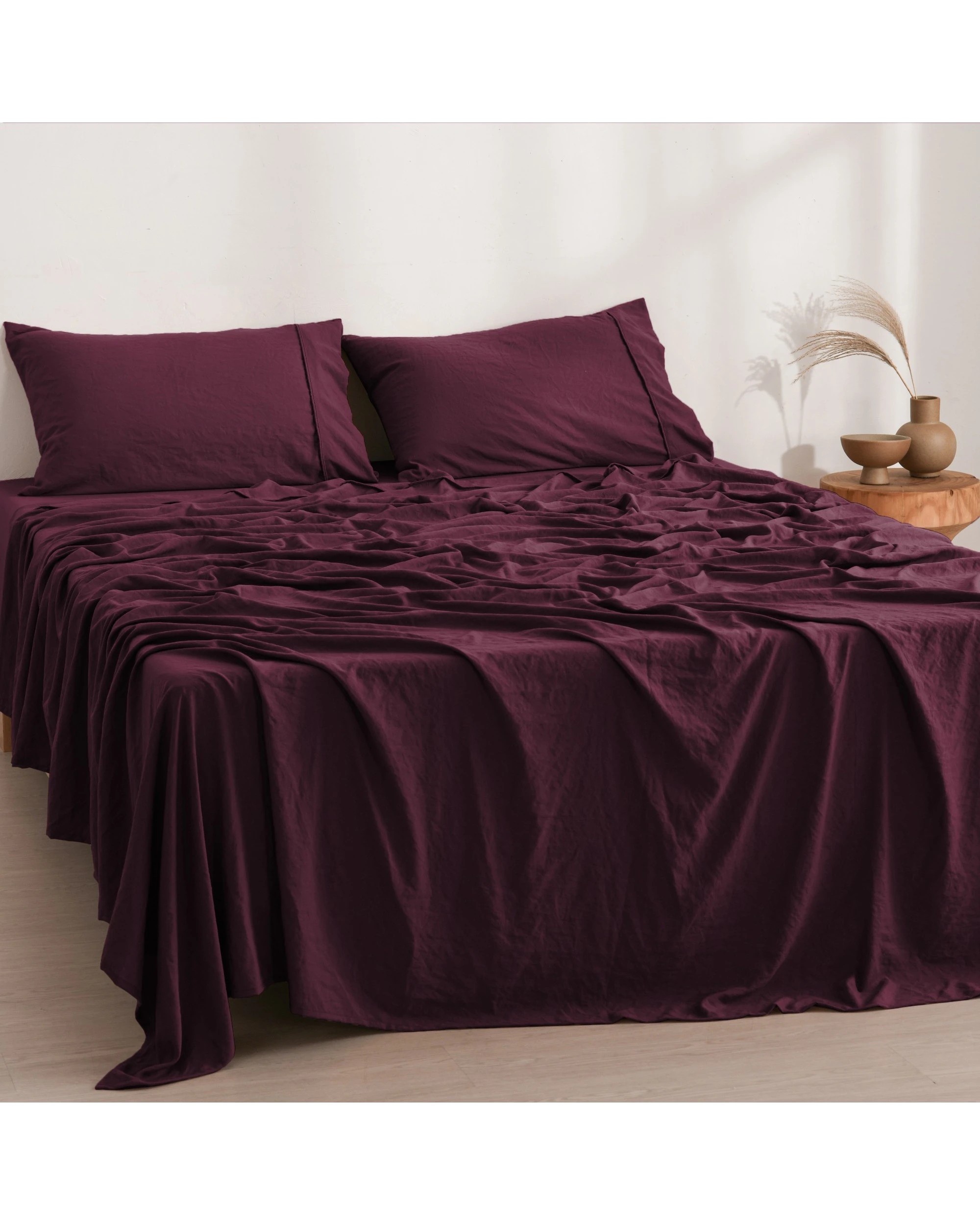 8 Dreamaker Superfine Washed Microfibre Sheet Set - Queen Bed - Cherry, 8 of 10