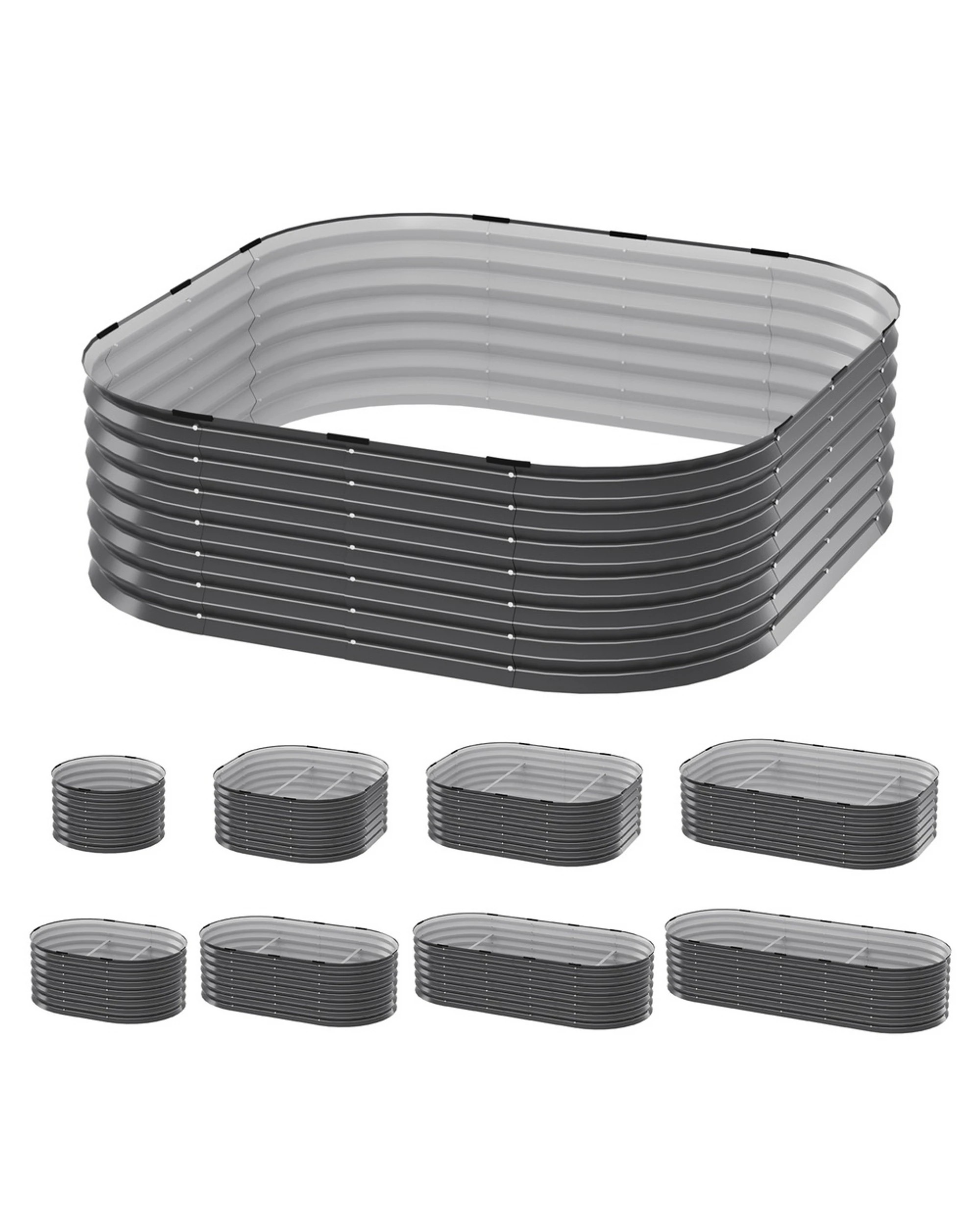 1 Green Fingers Garden Bed 9 In 1 Modular Planter Box Raised Container Galvanised - Grey, 1 of 6