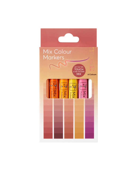 6 Pack Mix Colour Markers - Sunset