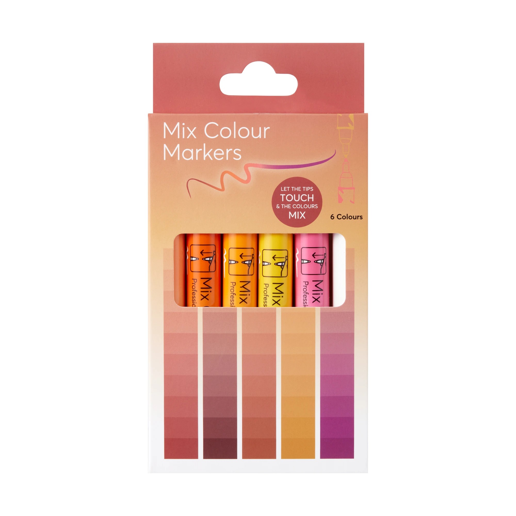 1 6 Pack Mix Colour Markers - Sunset, 1 of 4