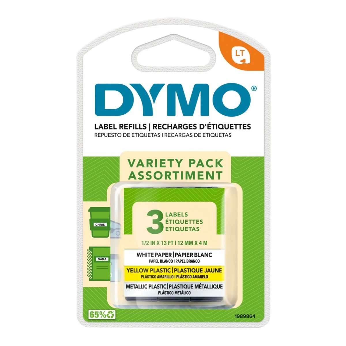 1 3 Pack Dymo LetraTag Tape Variety Pack, 1 of 8