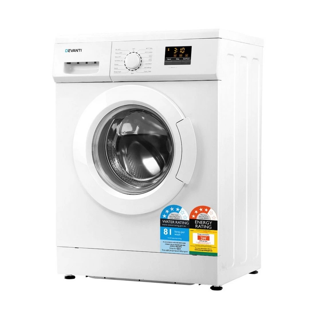 3 Devanti 8kg Front Load Washing Machine - White, 3 of 6