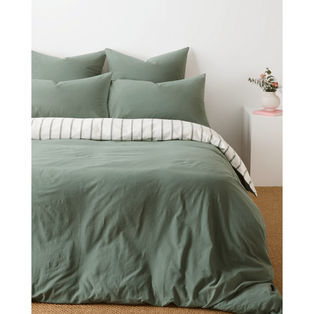 1 Arlo Stonewash Stripe Quilt Cover Set
 - King Bed
 - Green, 1 of 6