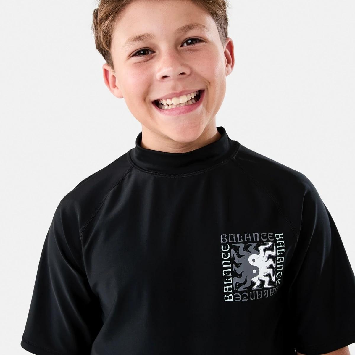 3 Short Sleeve Print Vest YING YANG SPIRAL  BLACK, 3 of 7