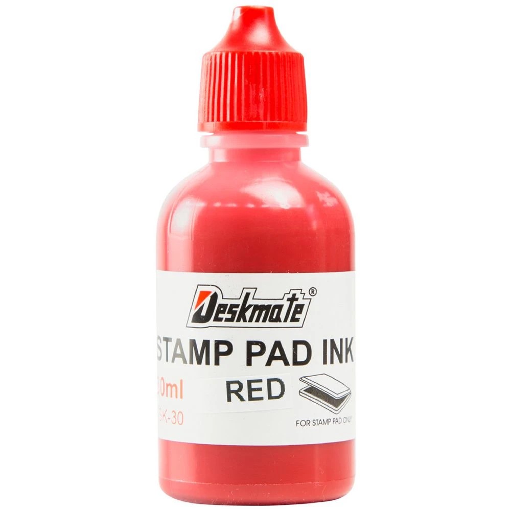 1 Deskmate Stamp Pad Refill Ink 30mL Red, 1 of 2