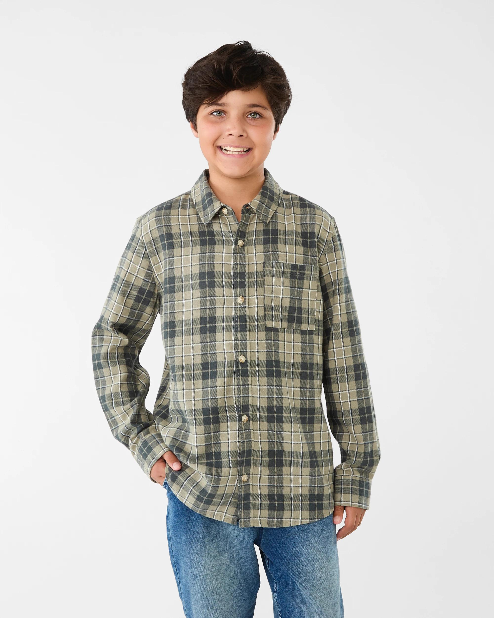1 Brushed Check Shirt Grn Check, 1 of 7