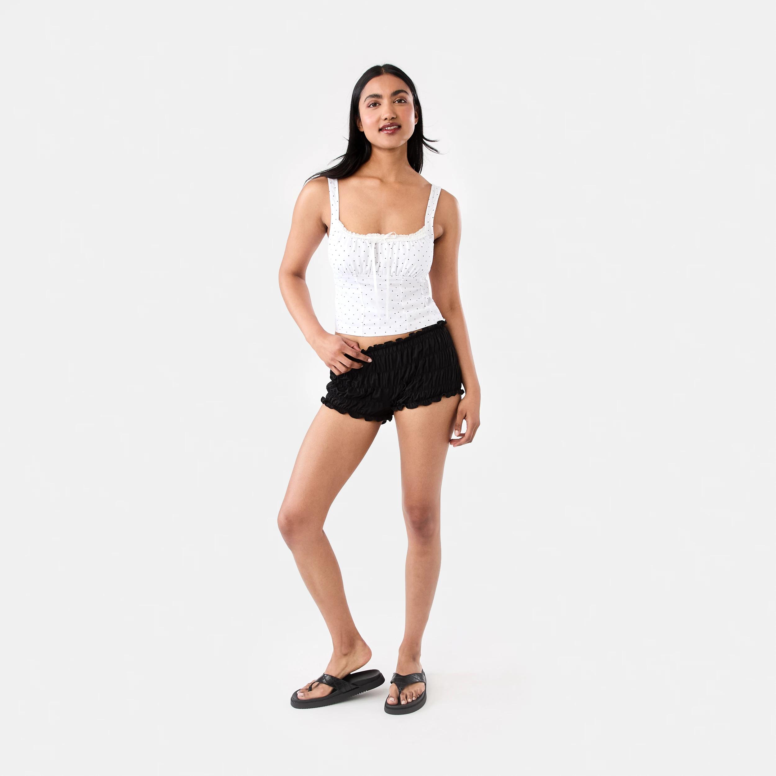 2 Jersey Ruffle Mini Shorts Black, 2 of 7