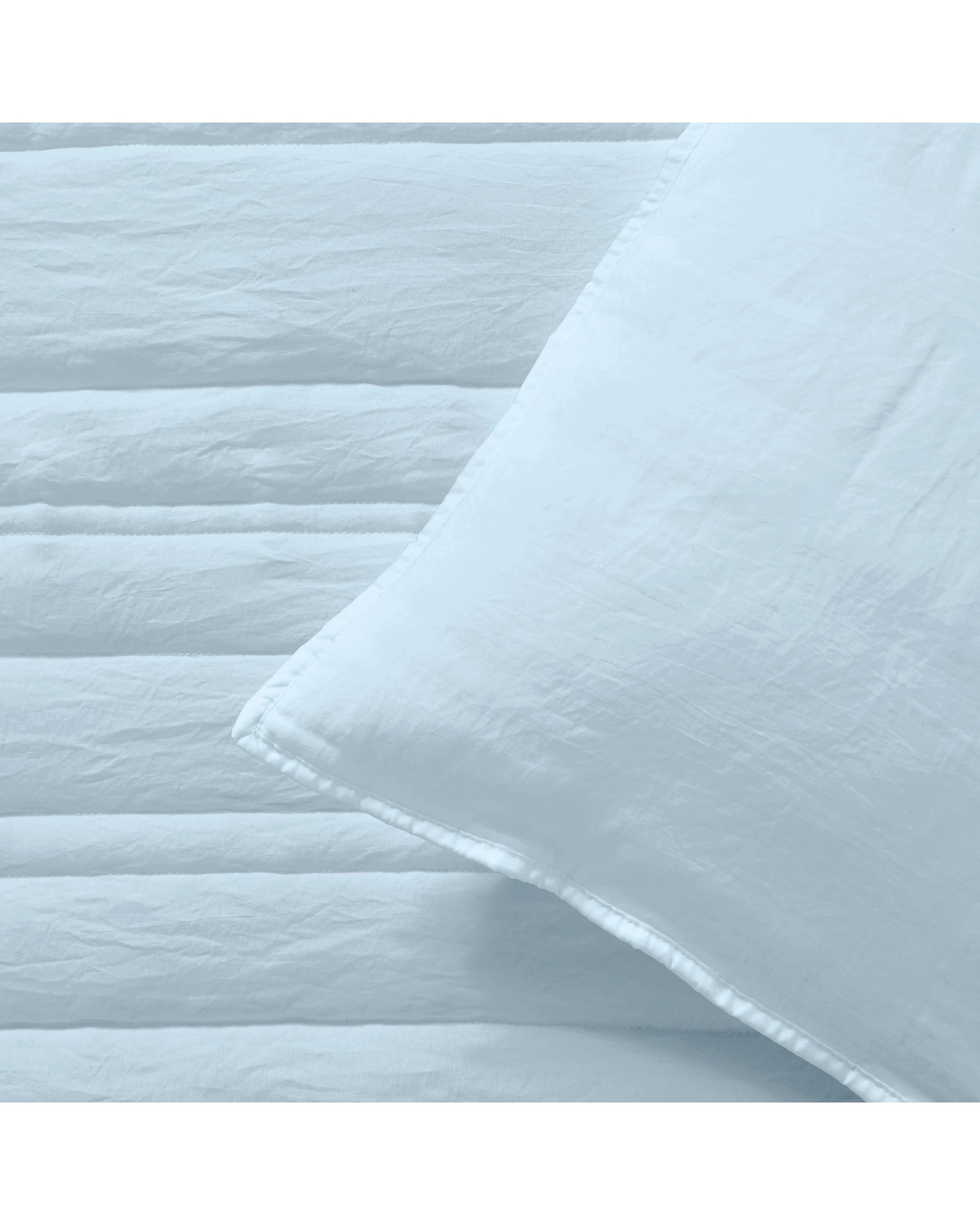 2 Dreamaker Superfine Washed Microfibre Stripe Quilted European Pillowcase Twin Pack - Ice Blue, 2 of 6