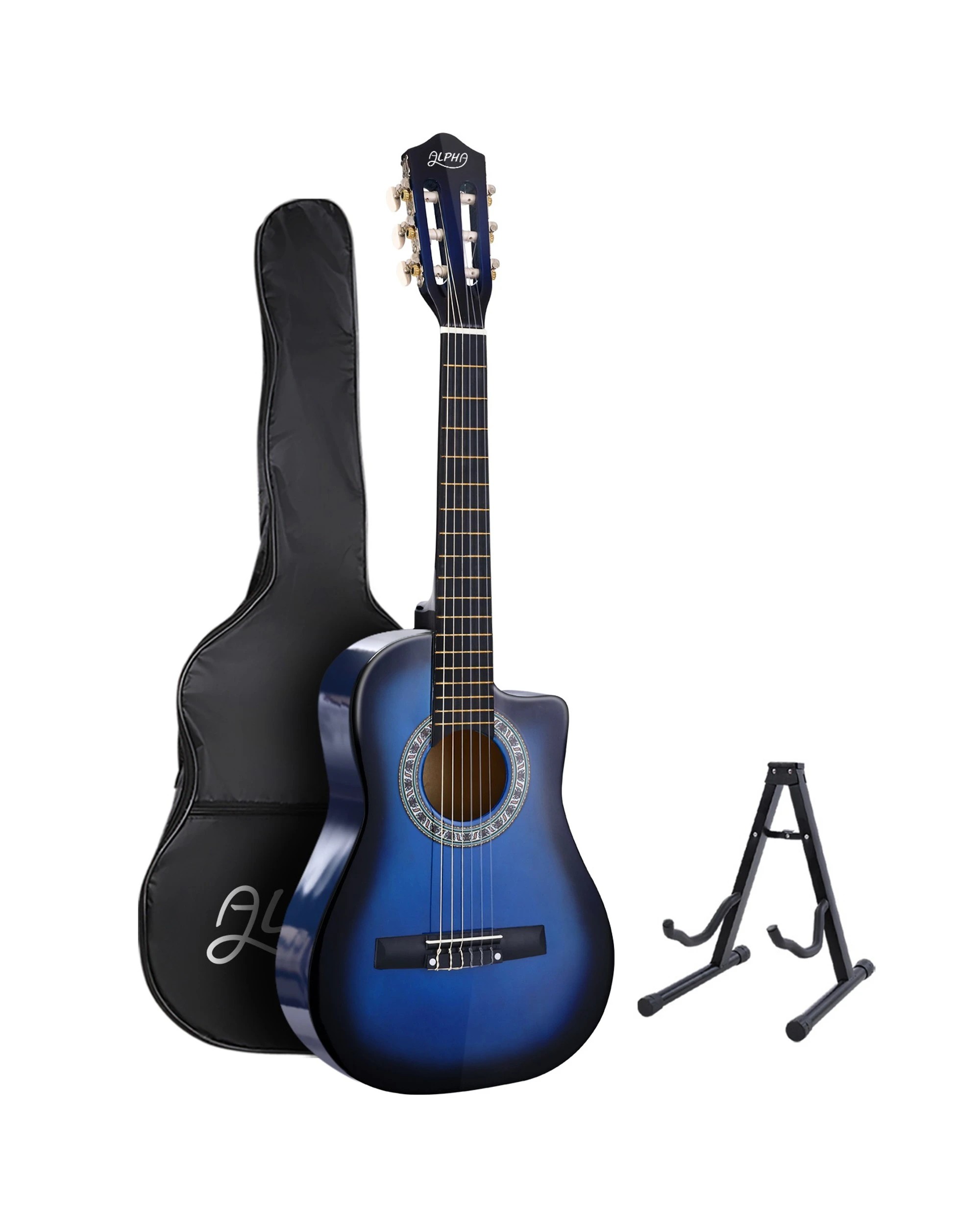1 Alpha 34 Inch Classical Guitar Wooden Body Nylon String w/ Stand Beignner - Multi, 1 of 7