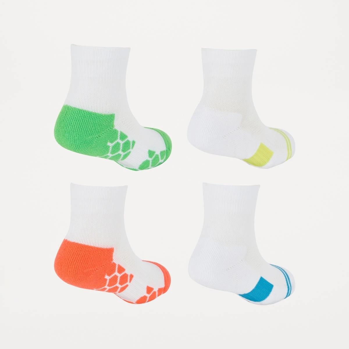 2 4 Pack Active Kids Performance Quarter Crew Socks WHITE NEON, 2 of 3