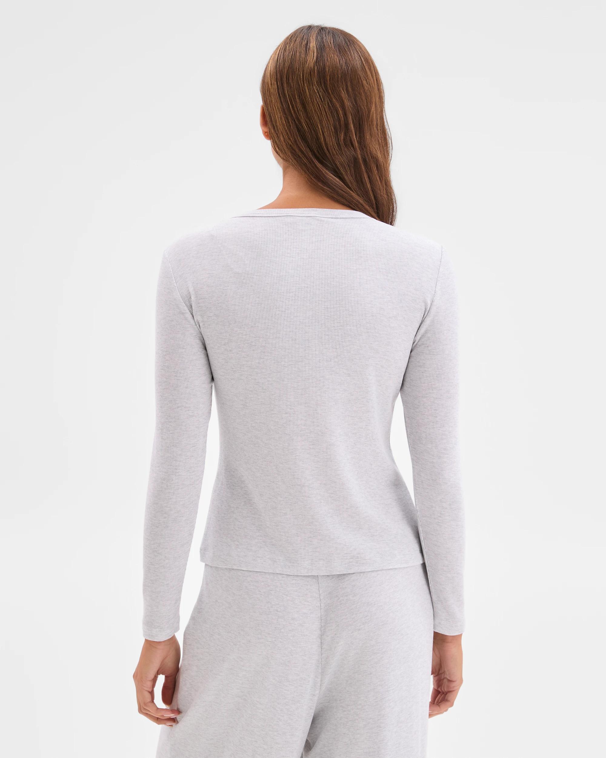 4 Lily Loves Long Sleeve Henley Rib Top GREY, 4 of 6