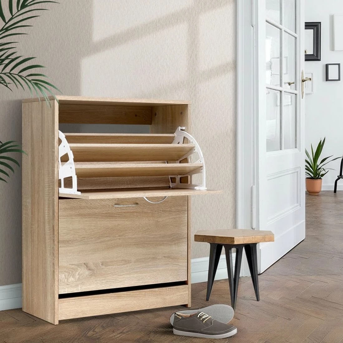 6 Artiss Shoe Rack Cabinet 24 Pairs 3 tier  Nina - Natural, 6 of 6