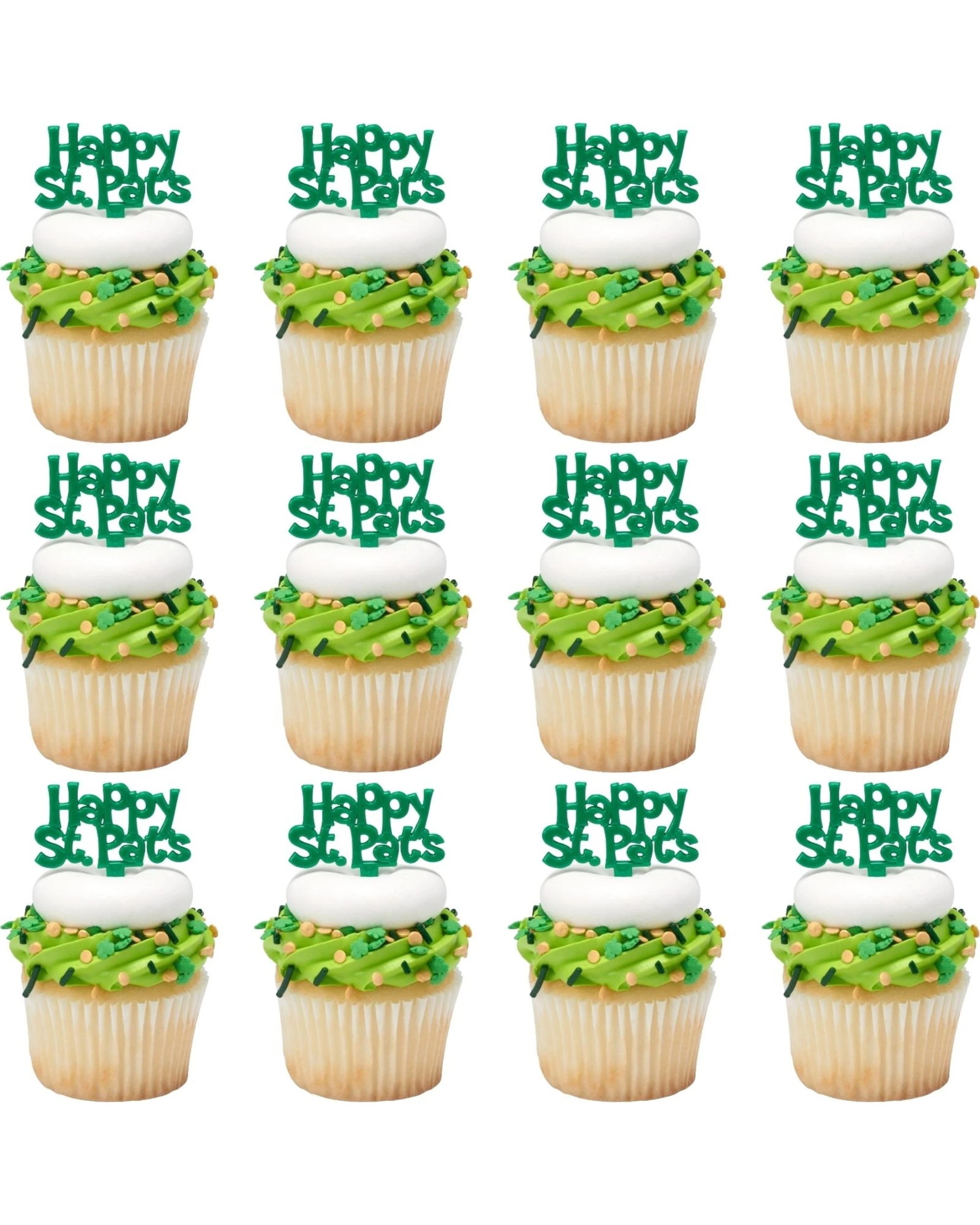 1 Partyrama Happy St. Pat's Plastic Picks Pack of 12 - Green, 1 of 2