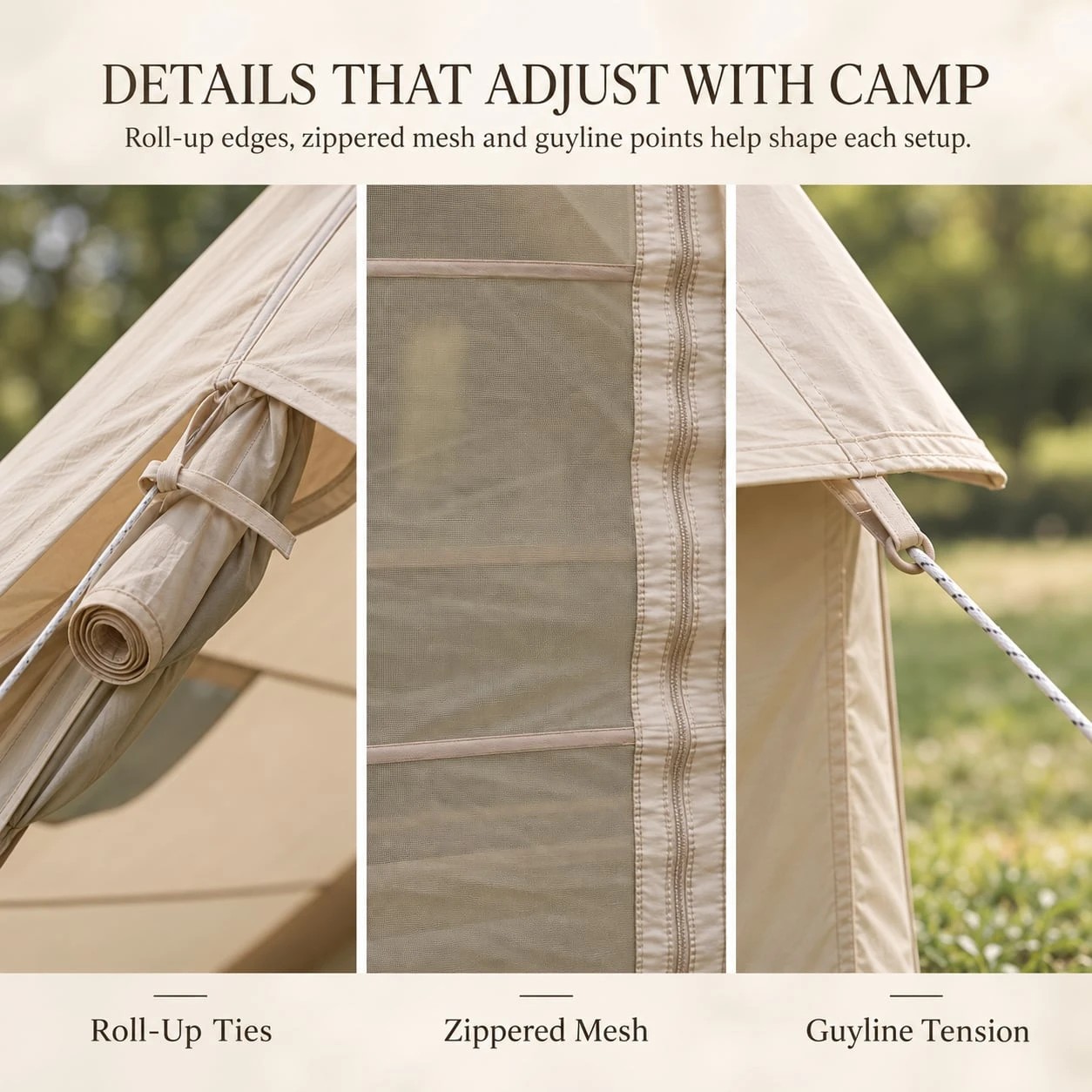 3 Weisshorn Inflatable A-Frame Camping Tent Large Outdoor Glamping - Beige, 3 of 10