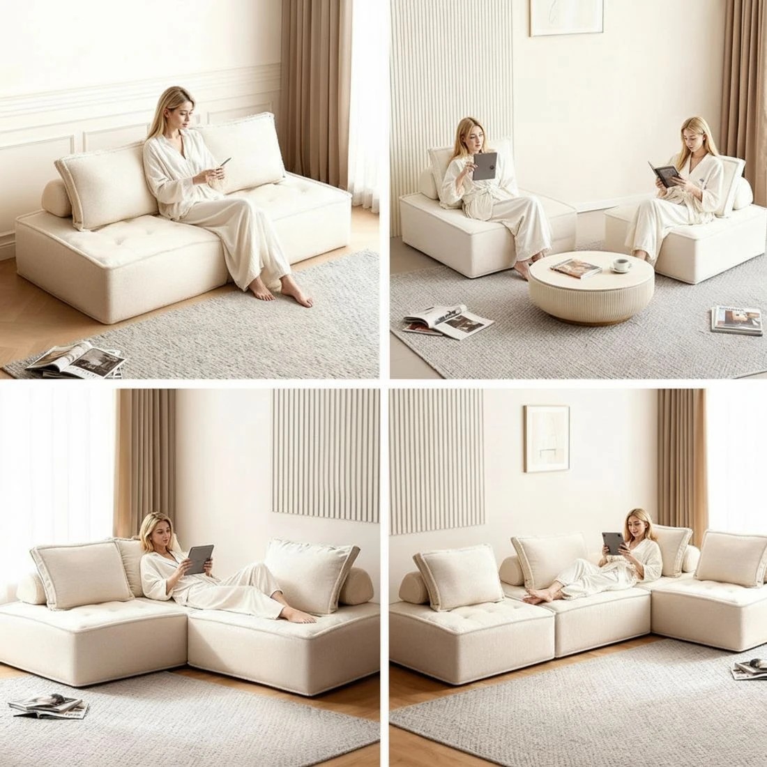 8 Artiss Floor Sofa Lounge Chair with Pillow - White, 8 of 8