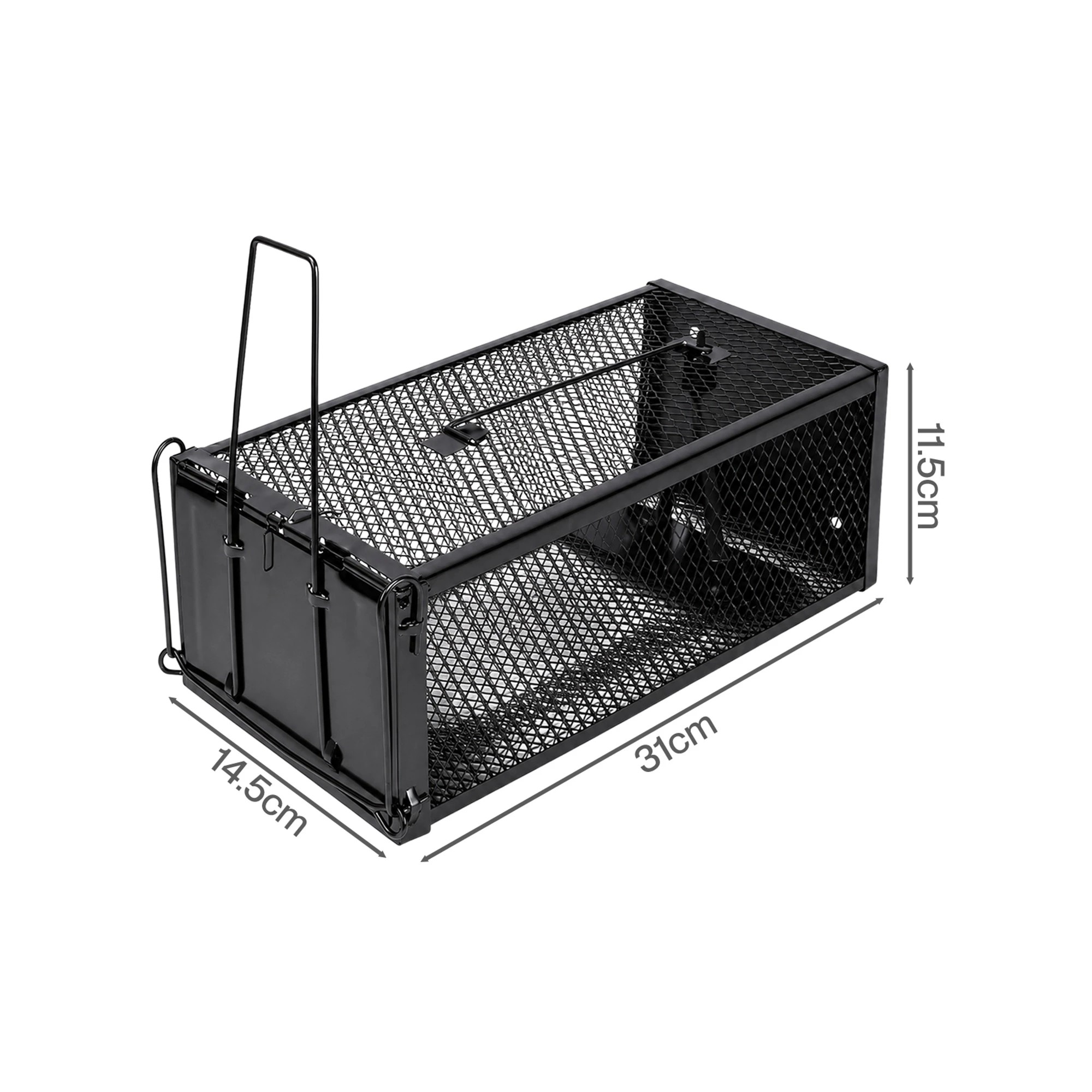 3 Toque Mouse Trap Humane Live Catch Rat Cage Reusable Zinc Iron Garage Black 2pc, 3 of 8