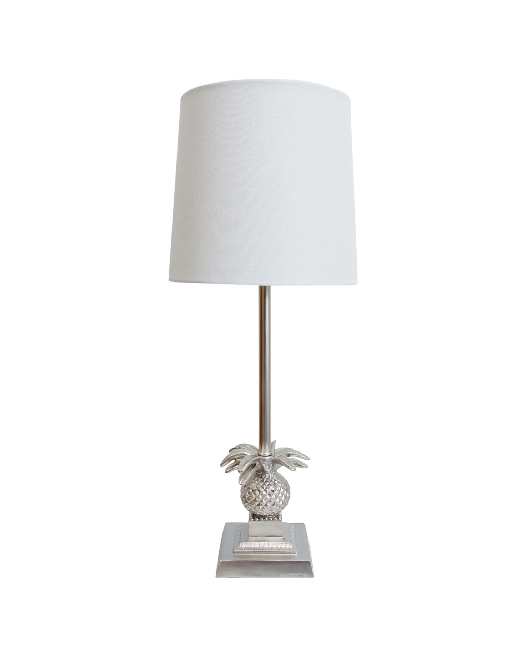 2 LVD Linen Polyresin Lamp Royale Antique Tabletop Light Pineapple Base - Silver, 2 of 2