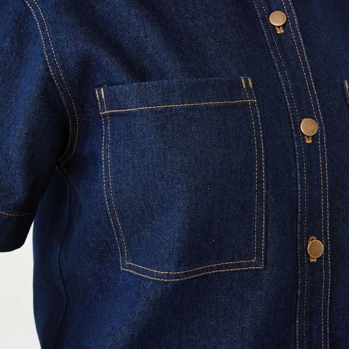 7 Short Sleeve Denim Shirt Indigo Wsh, 7 of 10