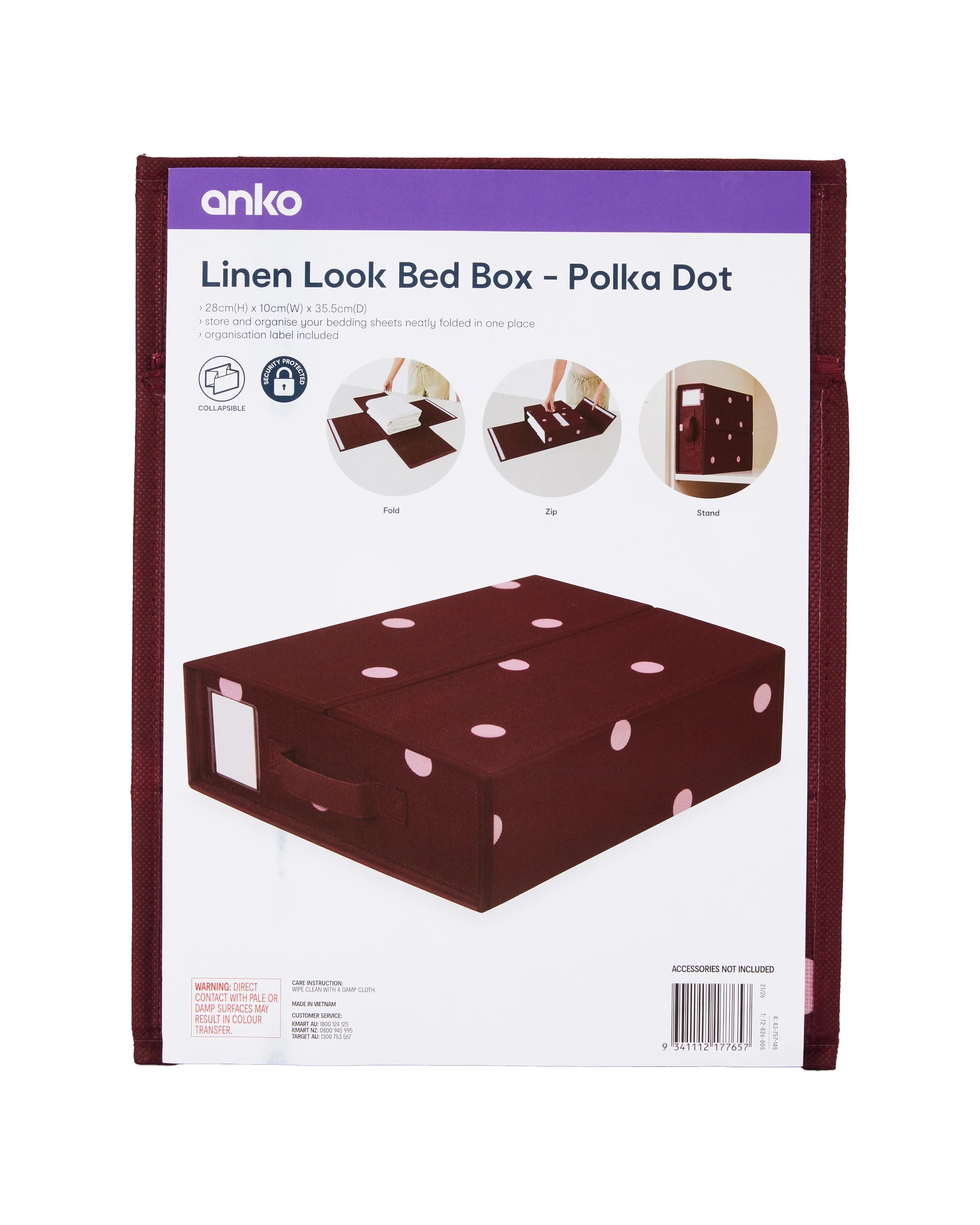 10 Linen Look Bed Box - Polka Dot, 10 of 10