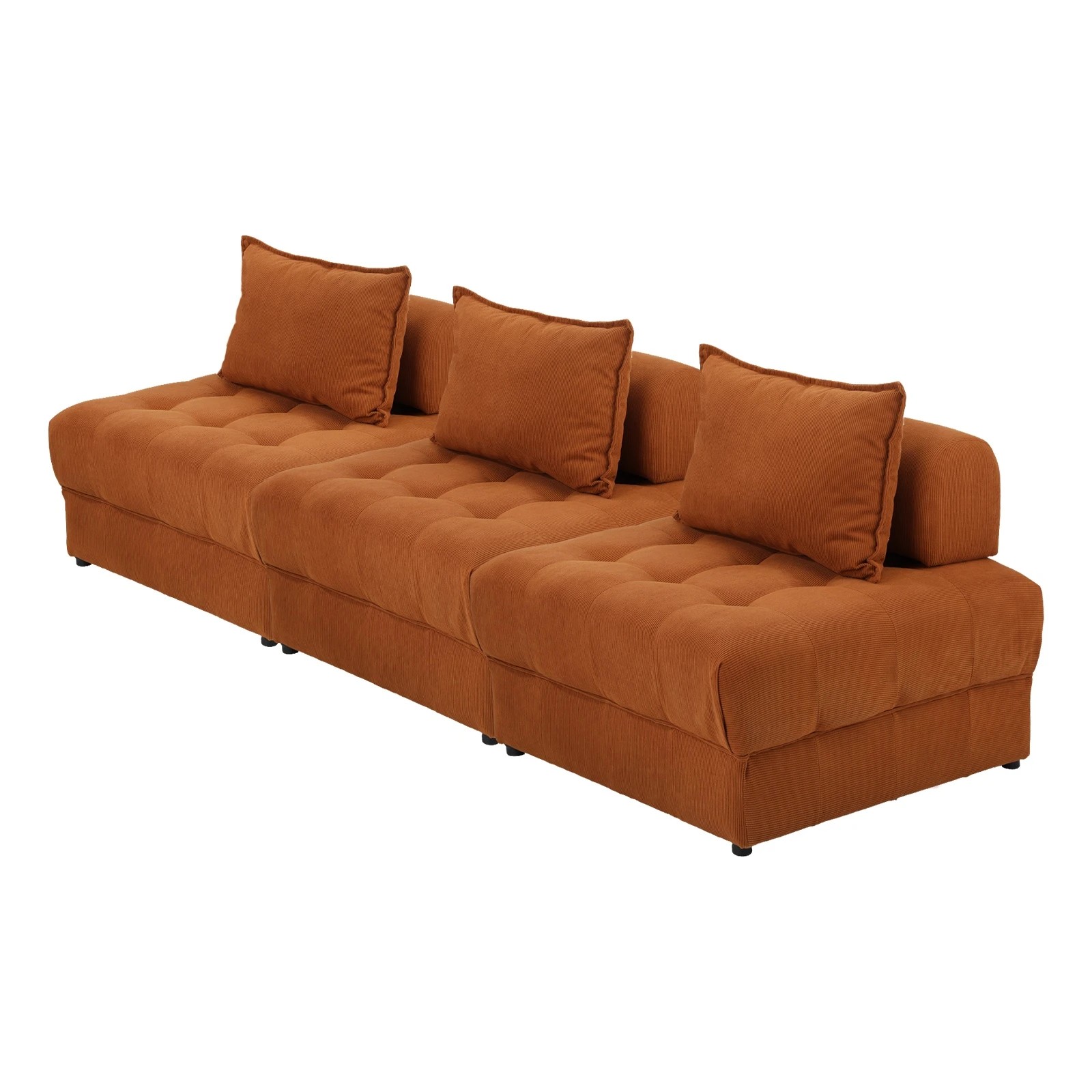 1 Oikiture 3 Seater Velvet Modular Sofa Lounge Chair Armless Tofu Back
 - Brown, 1 of 10