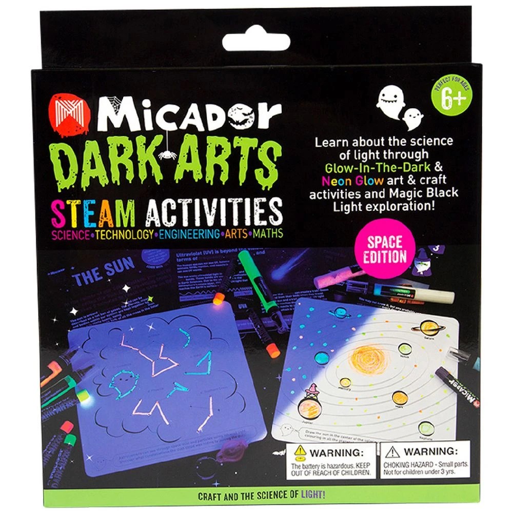 1 Micador Dark Arts Glow STEAM Activity Pack Space, 1 of 6