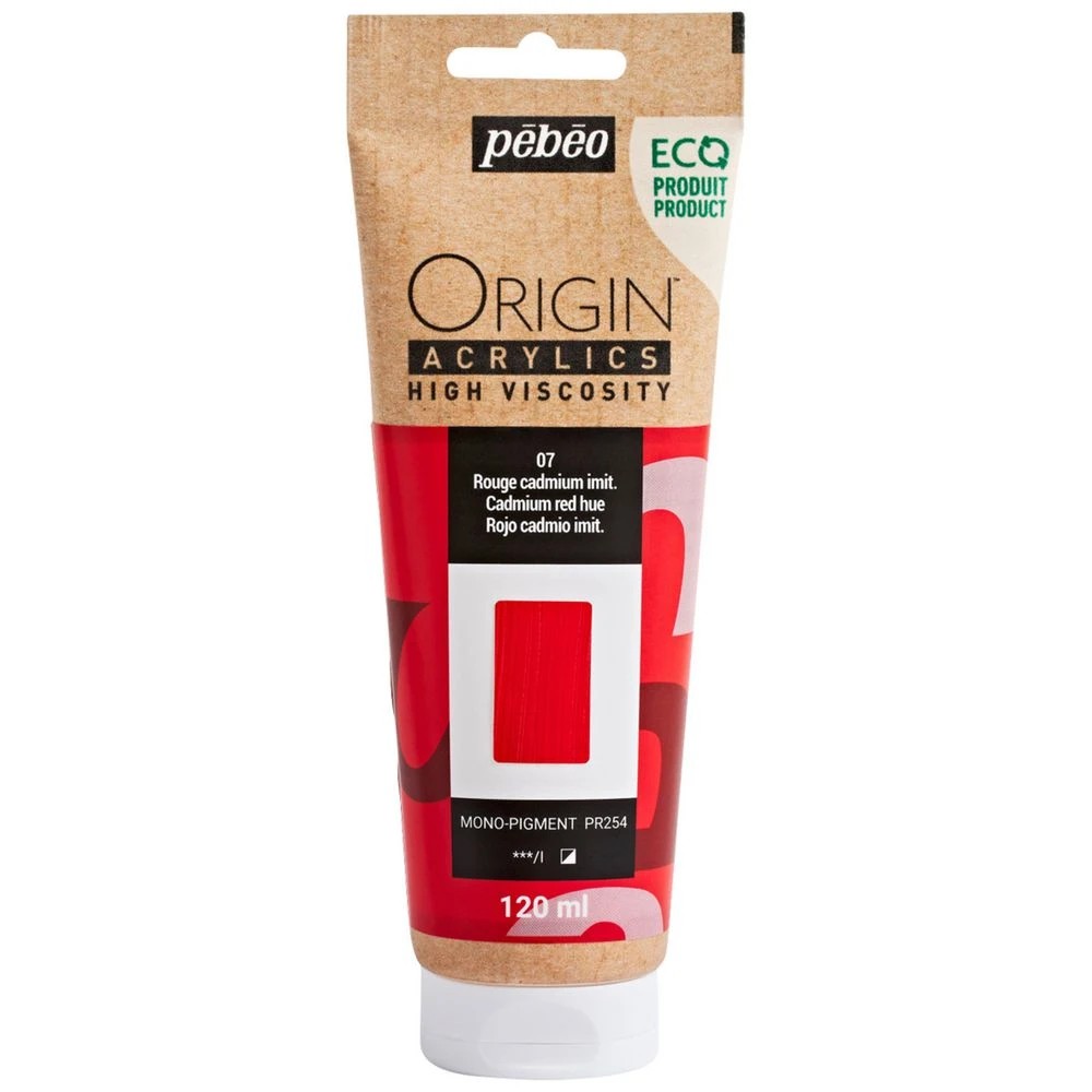 1 Pebeo Origin Acrylic Paint 120mL Cadmium Red Hue, 1 of 2