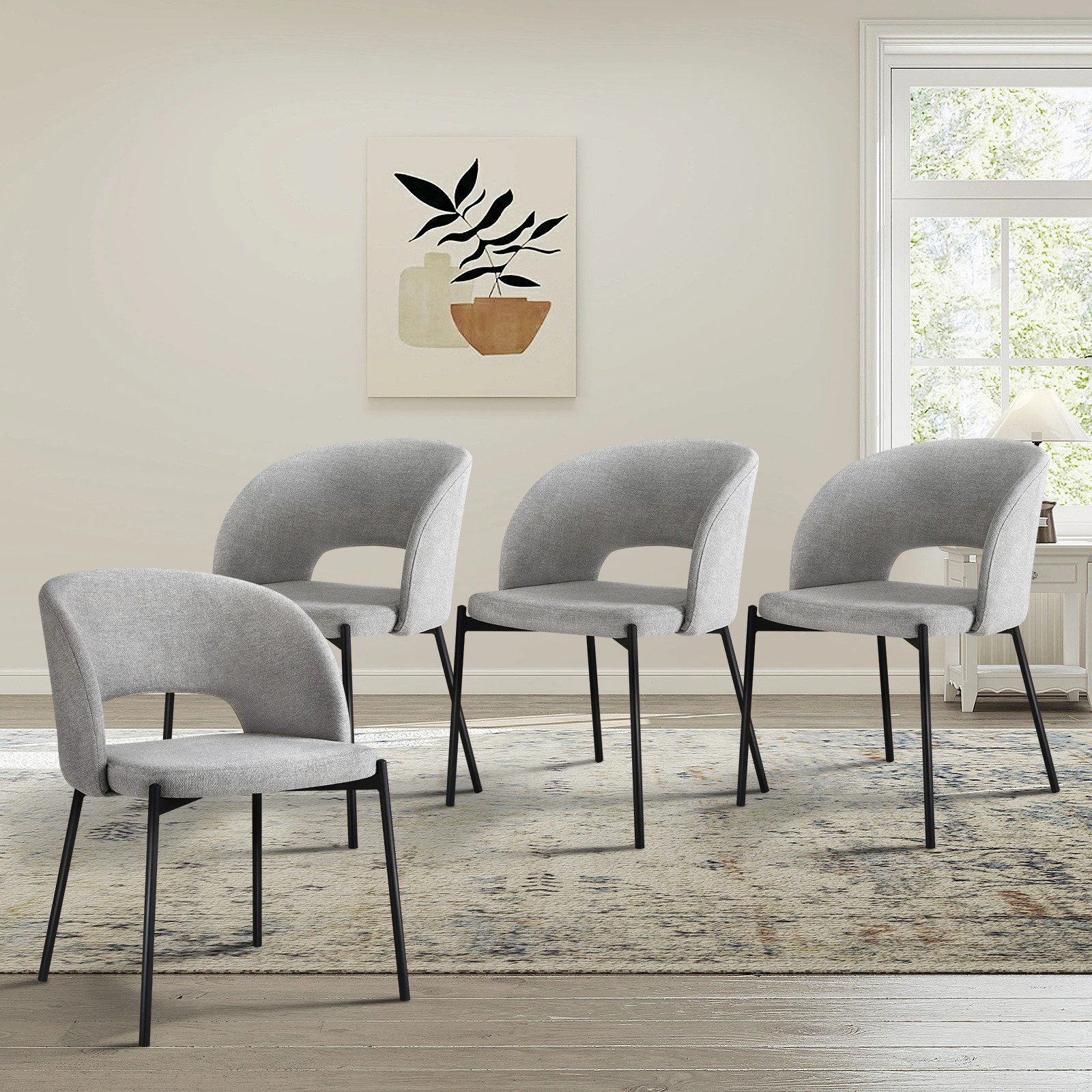 2 Oikiture 4x Armchair Dining Chair Accent Chairs Tub Armchairs Fabric - Multi, 2 of 9