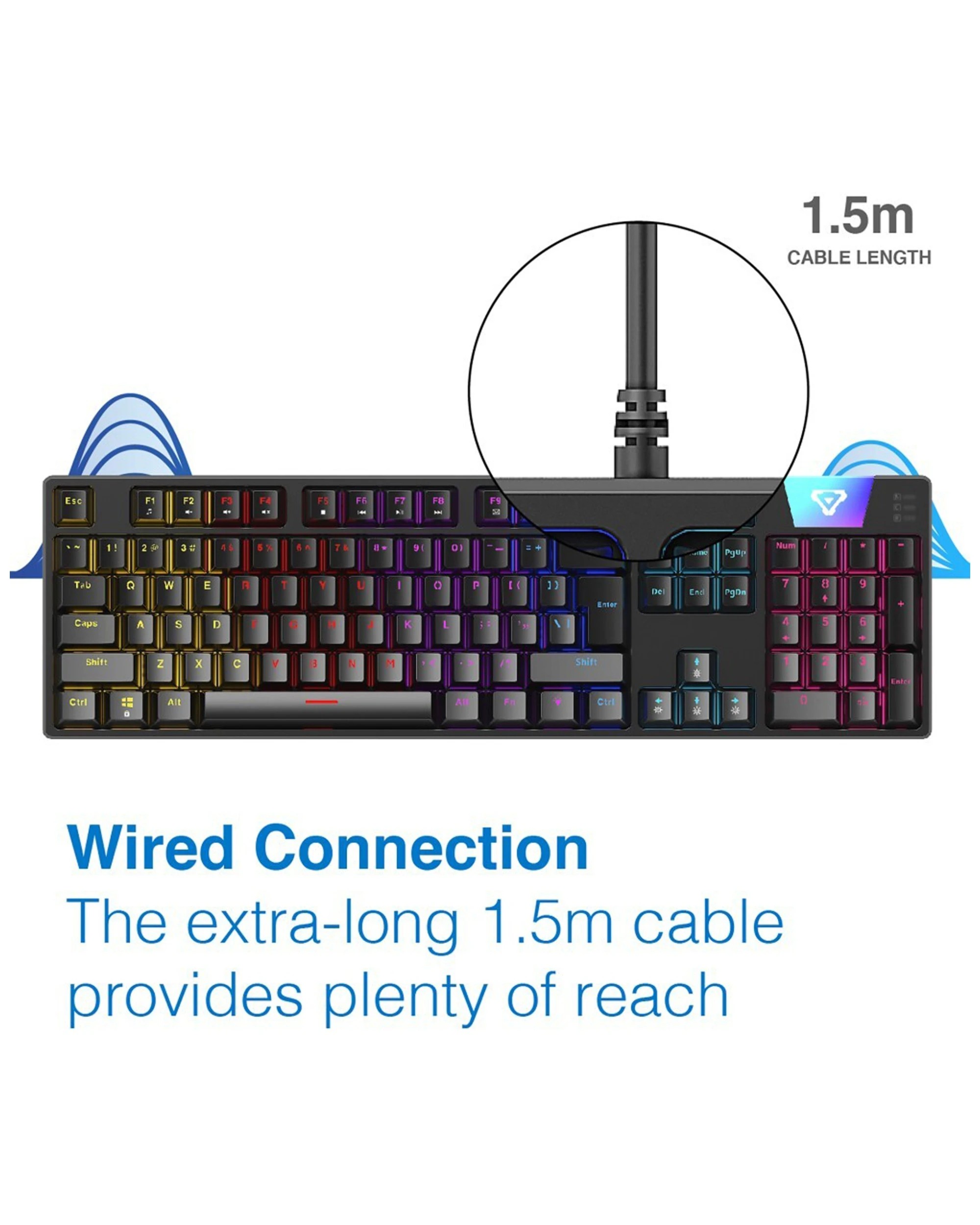 2 Laser Gaming Wired Mechanical Keyboard Rgb Backlit Red Switches Braided Cable.
 - Black, 2 of 6