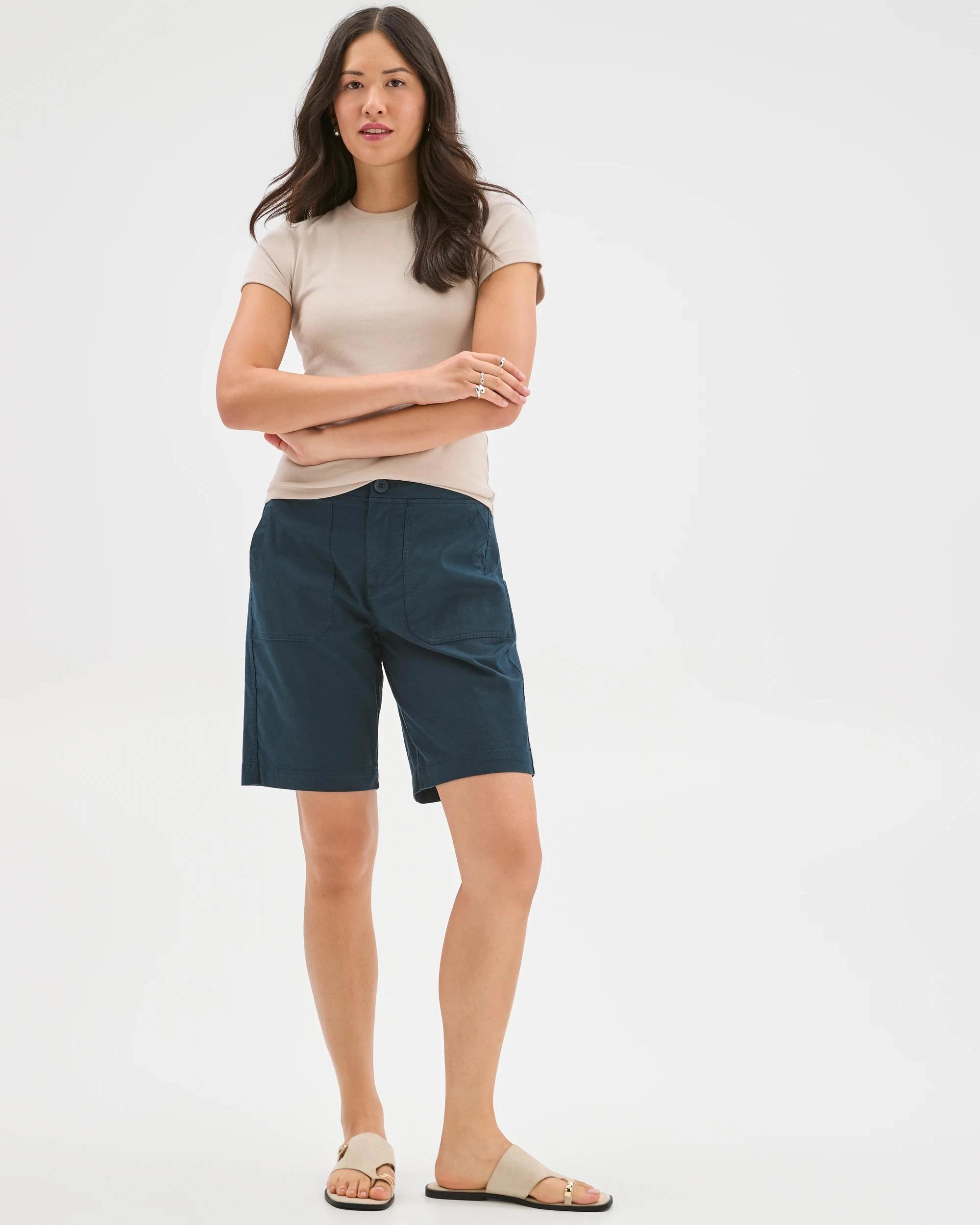 2 Target Woman Australian Cotton Blend Rib Waist Shorts DEEP OCEAN, 2 of 7