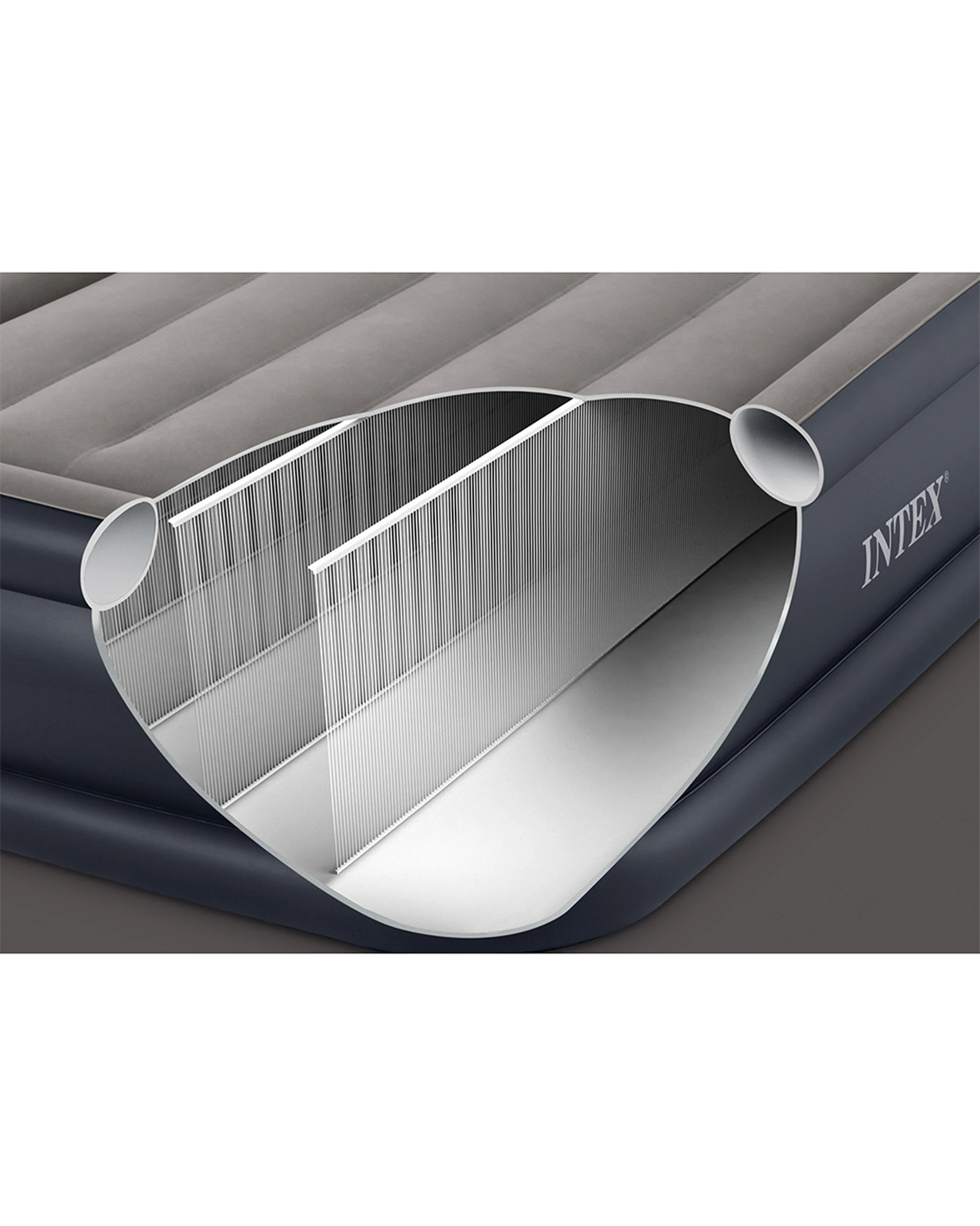 5 Intex Deluxe Inflatable Airbed w/ Fiber-Tech Pillow Rest - Twin Bed - Grey, 5 of 8