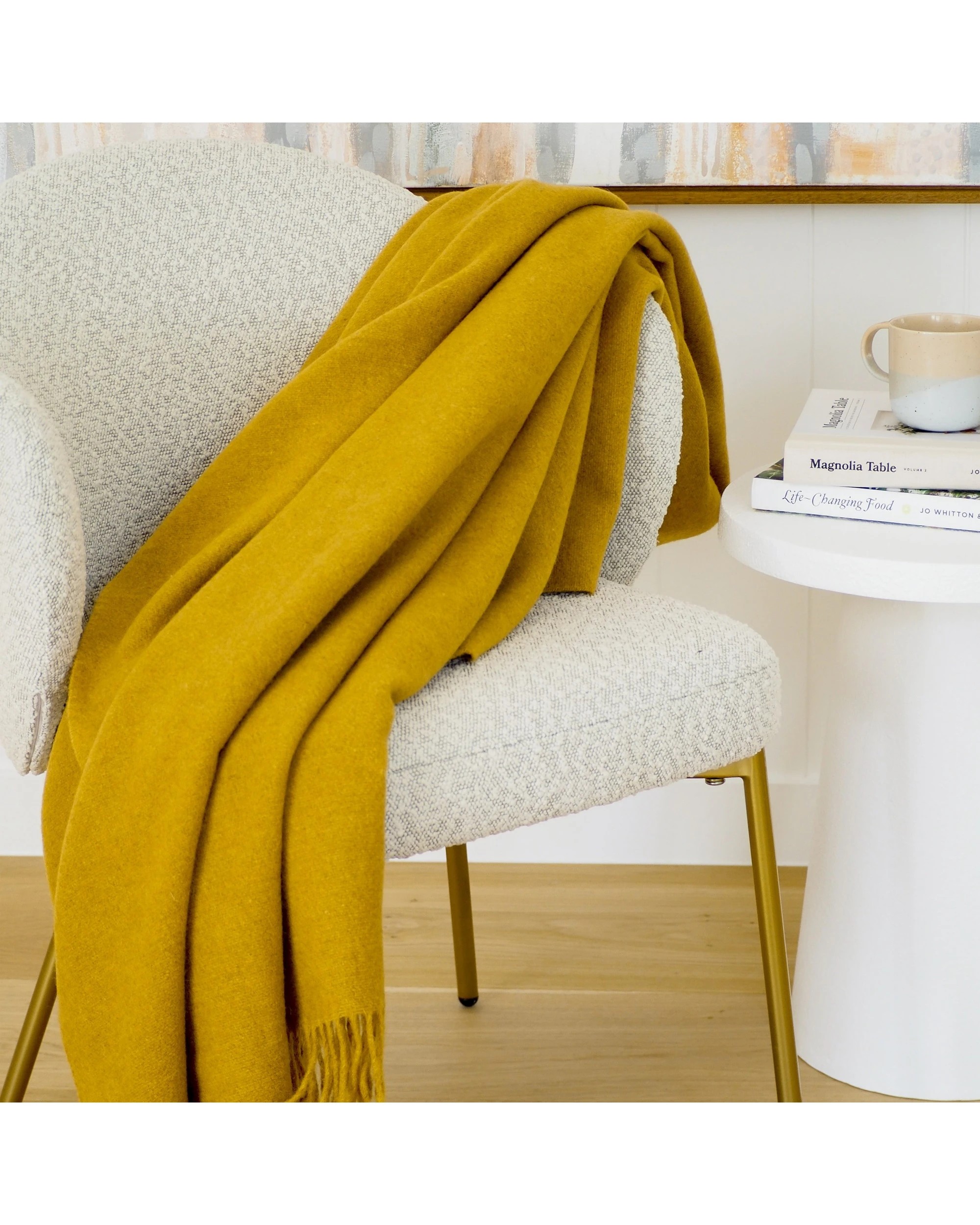 3 Codu Oxford Merino Wool Blend Throw Home Decor Mustard, 3 of 3