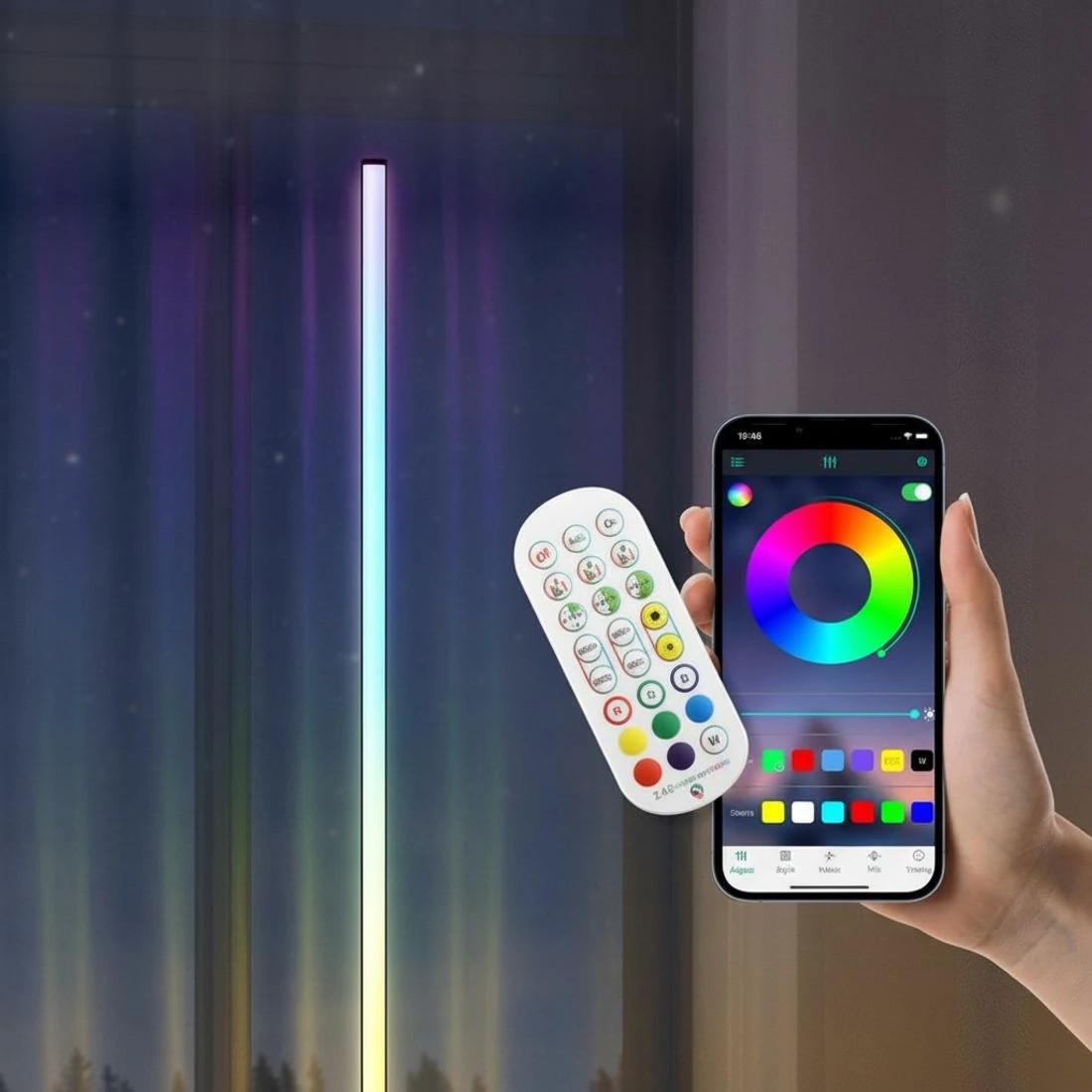 4 Artiss RGB LED Floor Lamp Remote Control Corner Light Stand Gaming Room 150CM - Black, 4 of 4