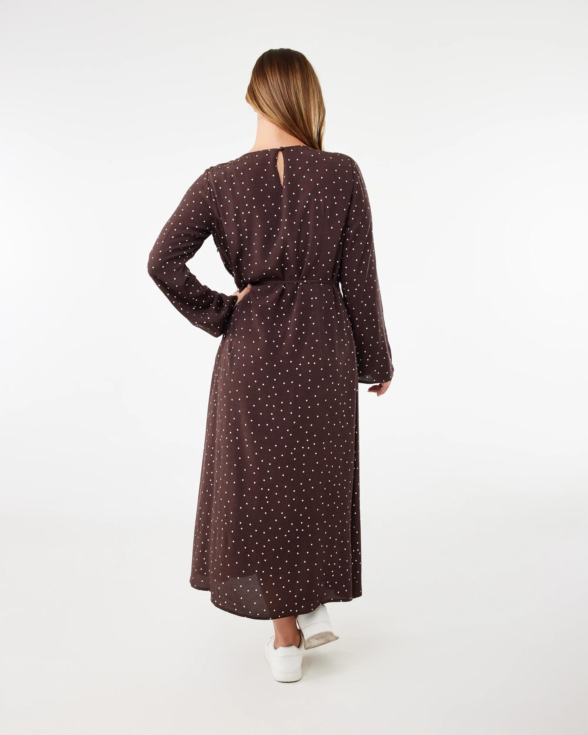 3 Long Sleeve Crepe Tie Waist Midi Dress Midspot Br, 3 of 6