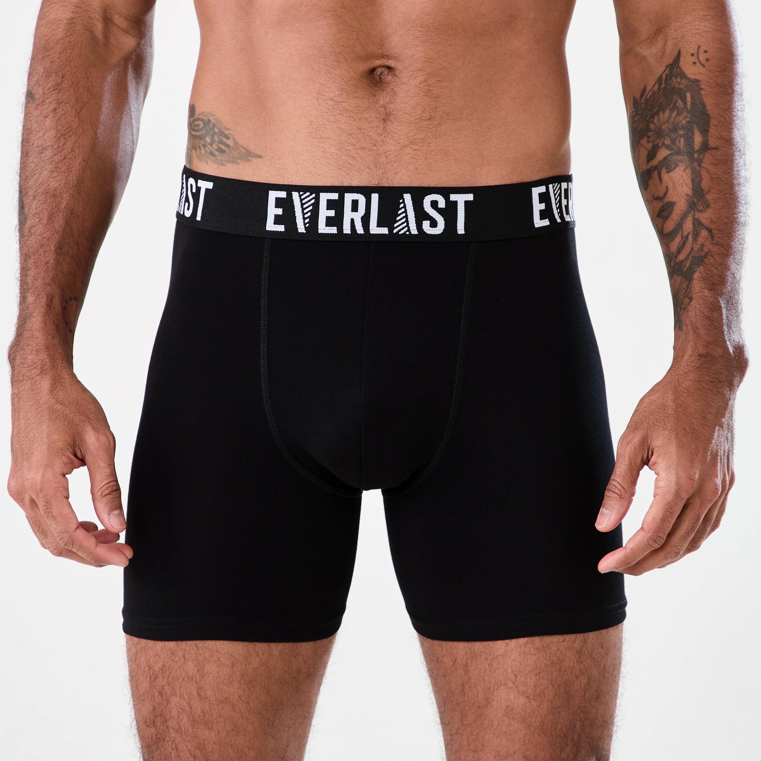 4 3 Pack Everlast Mens Mid Length Trunks EVERLAST BLACK, 4 of 8