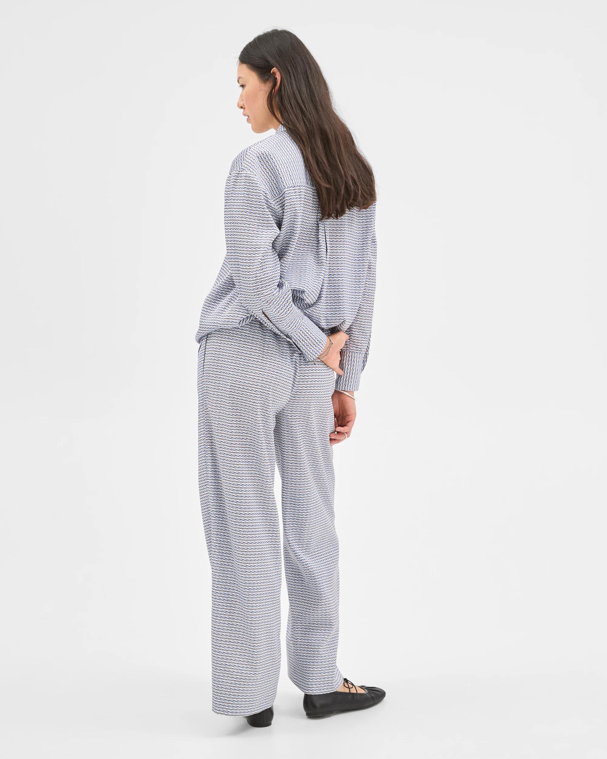6 Preview Flat Front Wide Leg Pants BLUE MIST MICRO GEO, 6 of 6