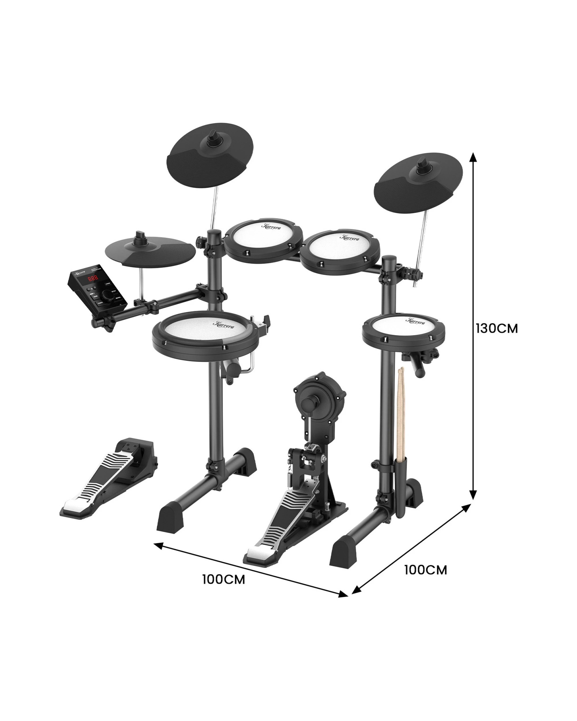 2 Karrera 18S Electronic Drum Kit Quiet Mesh Pads 8 Dual-Trigger Snare Bluetooth 300+ Sounds, 2 of 9