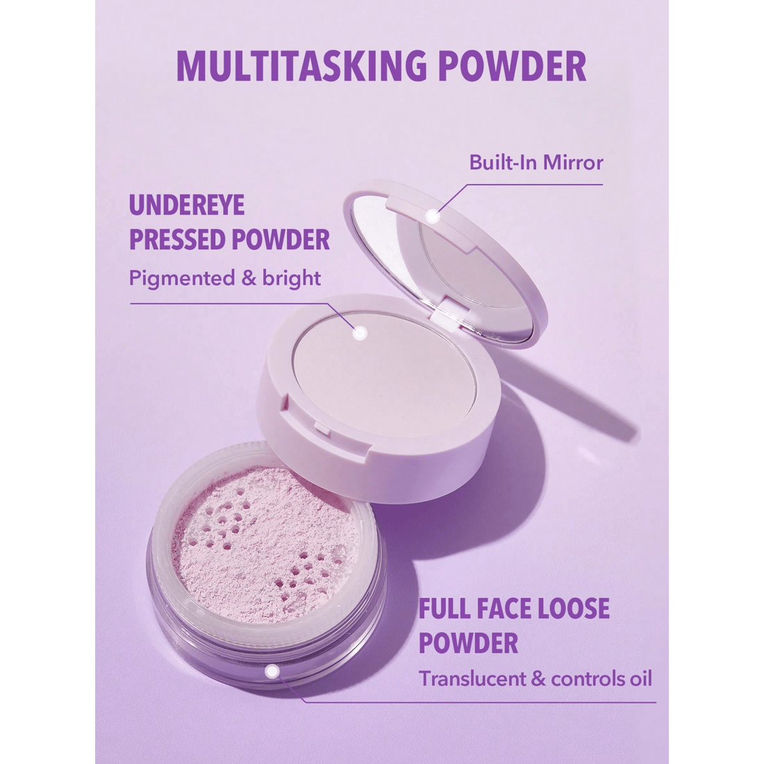 2 SHEGLAM Insta-Ready Face & Under Eye Setting Powder Duo - Taro, 2 of 7