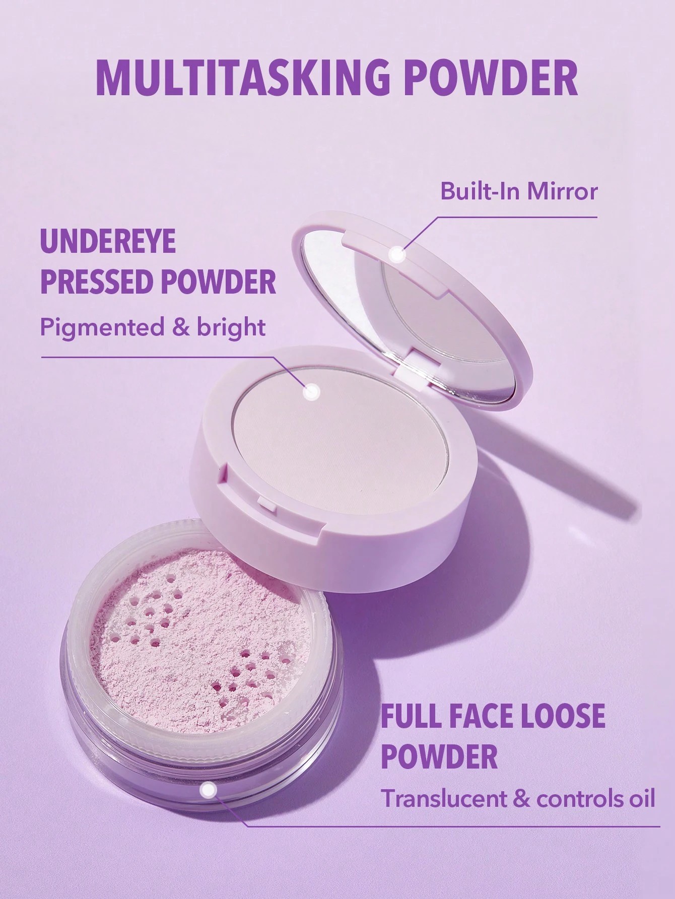 2 SHEGLAM Insta-Ready Face & Under Eye Setting Powder Duo - Taro, 2 of 7