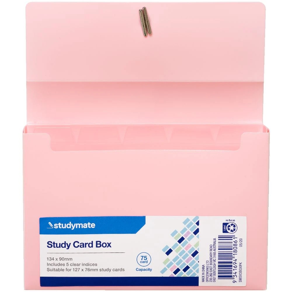 3 Studymate Study Card Box 127 x 76mm Pink, 3 of 3