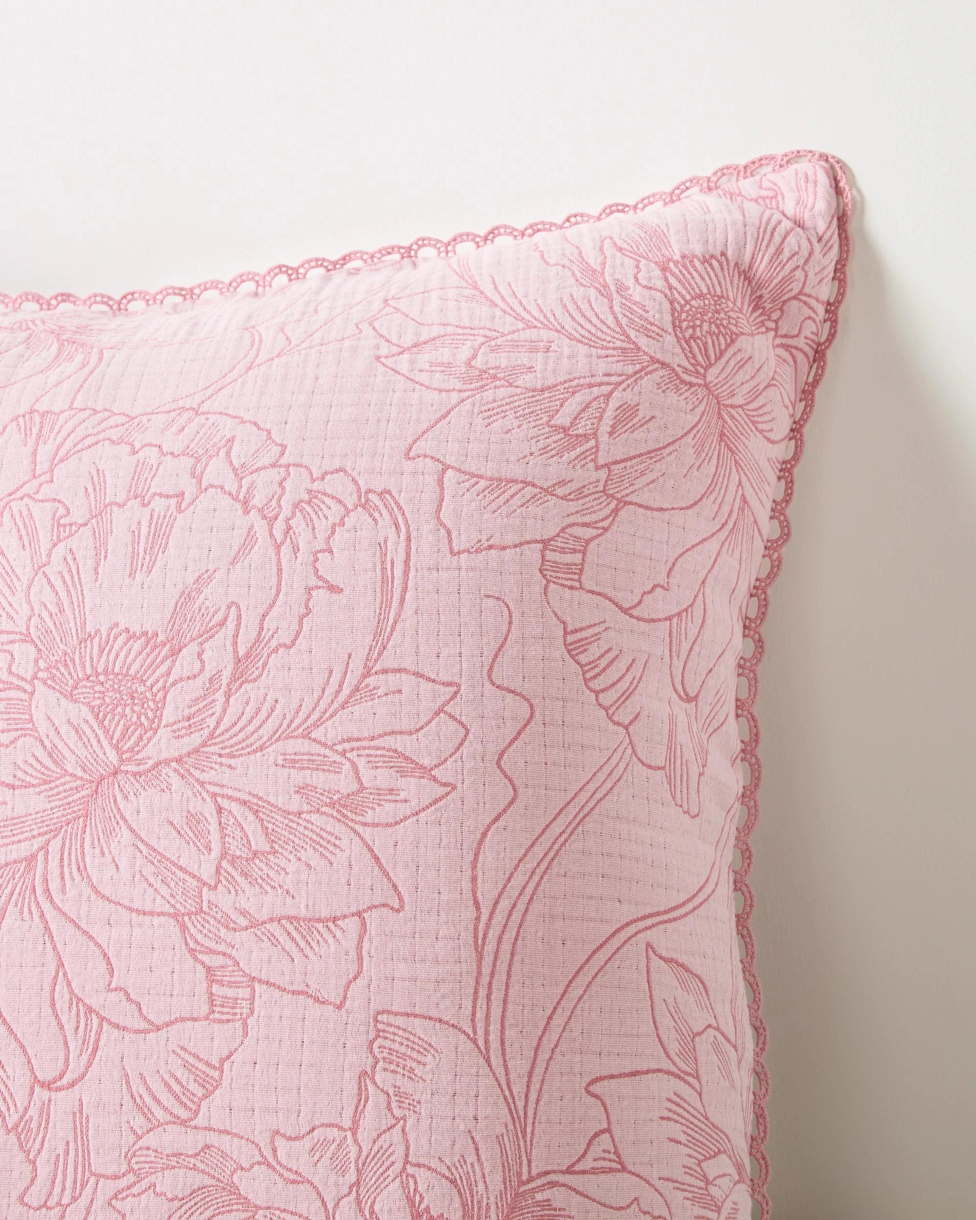 2 Target Dayna Floral Textured European Pillowcase - Queen Bed - Pink, 2 of 2